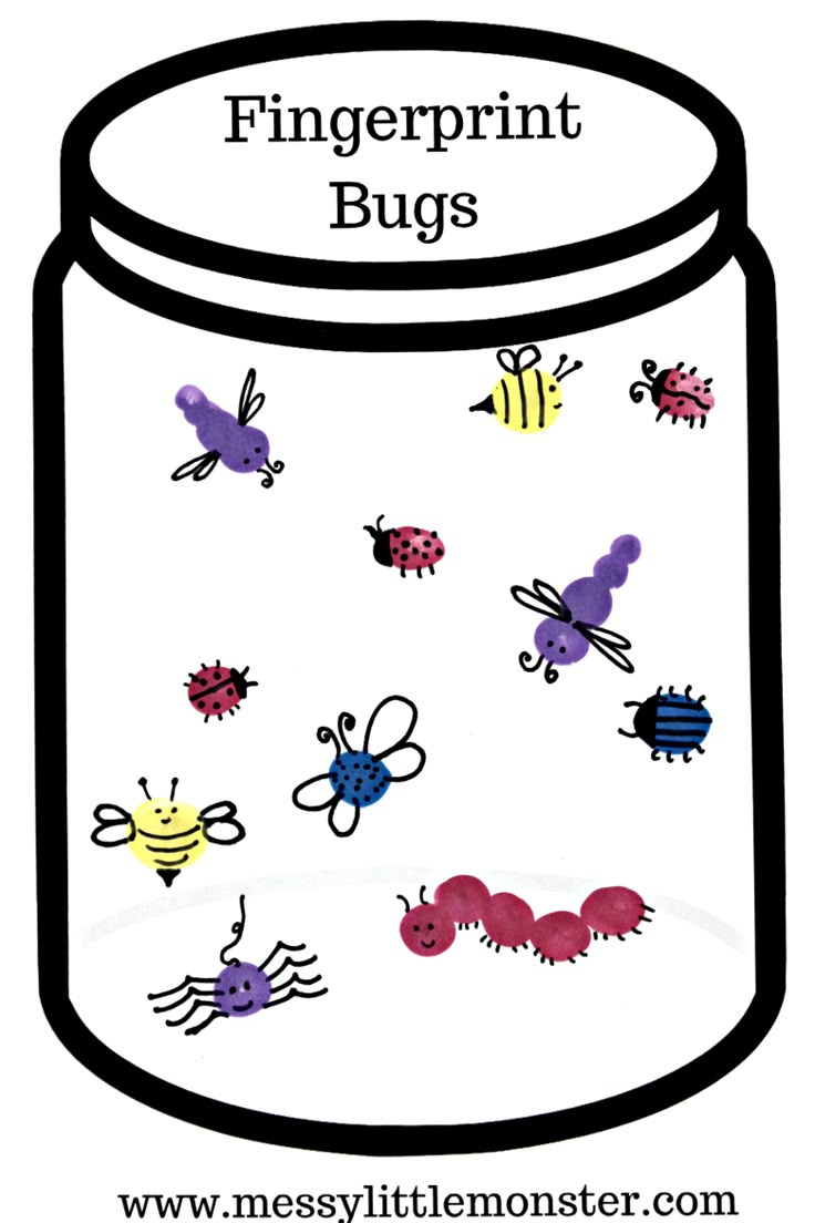 Diy Fingerprint Bug Jar Craft pertaining to Fingerprint Bug Jar Printable