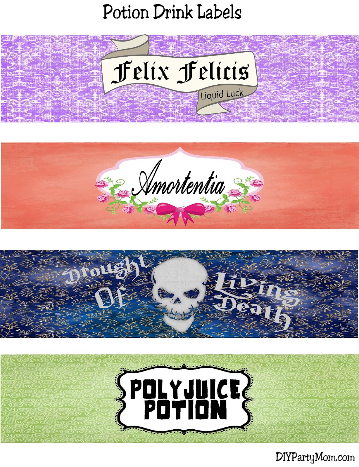 Diy Party Mom: Harry Potter Potion Drink Labels regarding Free Printable Polyjuice Potion Label