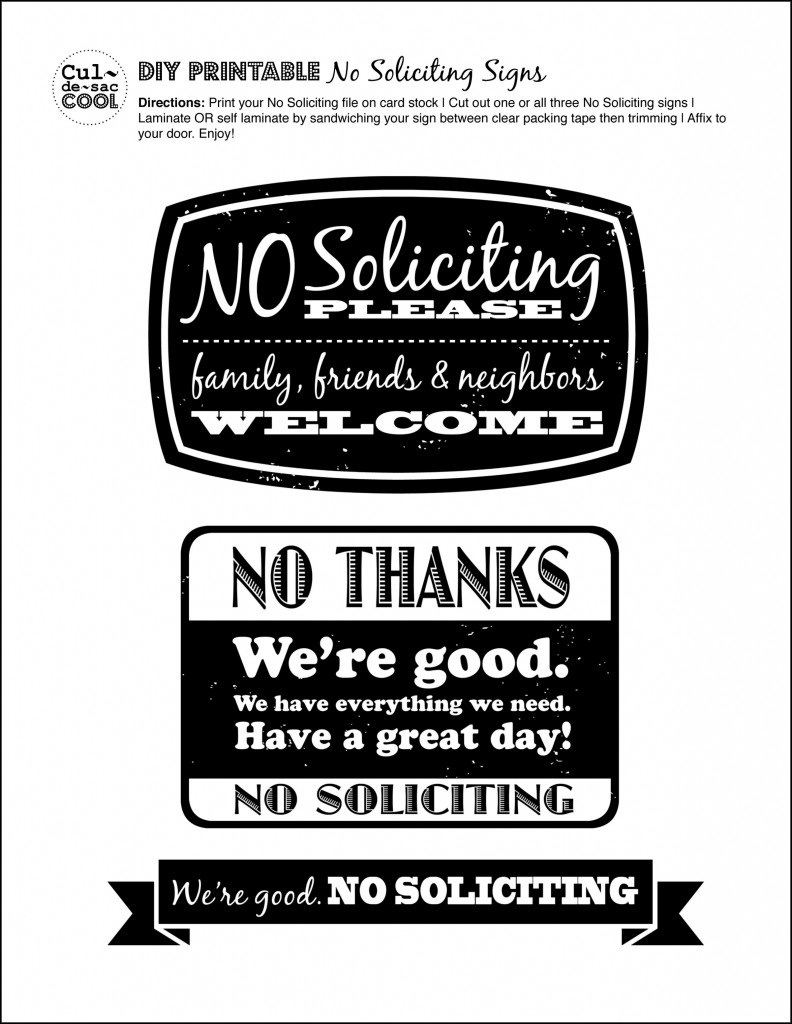 Diy Printable No Soliciting Signs - inside Free Printable Funny No Soliciting Sign Printable