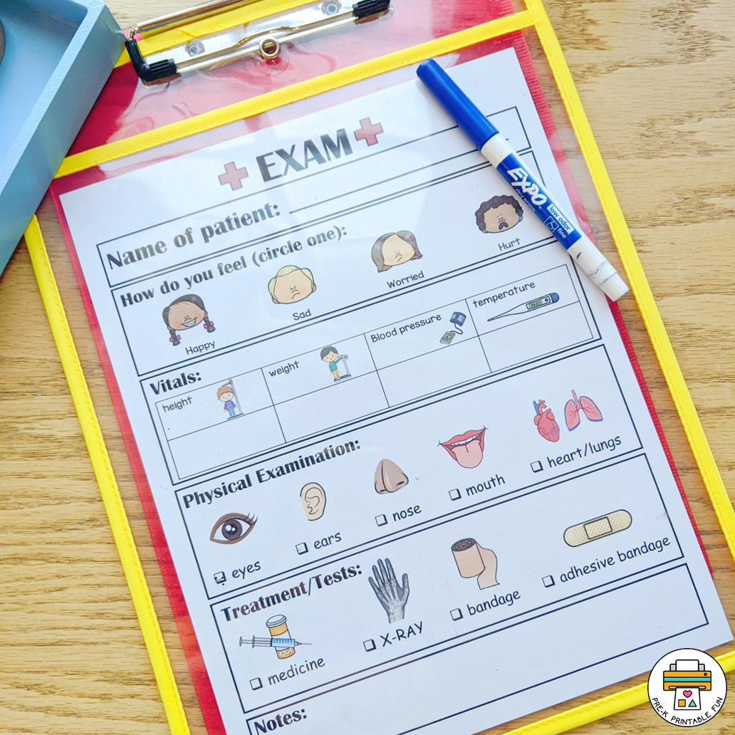 Doctor'S Office Dramatic Play Pack regarding Dramatic Play Doctor'S Office Free Printables