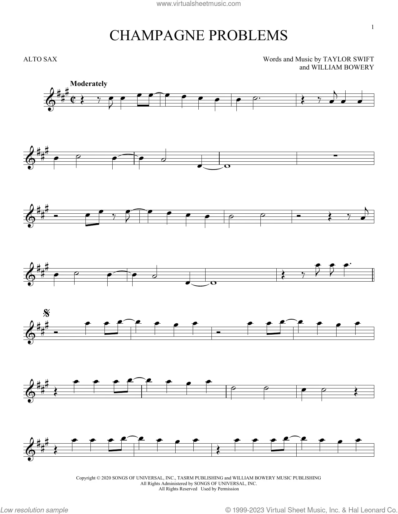 Download Digital Sheet Music Of Taylor For Alto Saxophone intended for Printable Sheet Music For Alto Saxophone Free