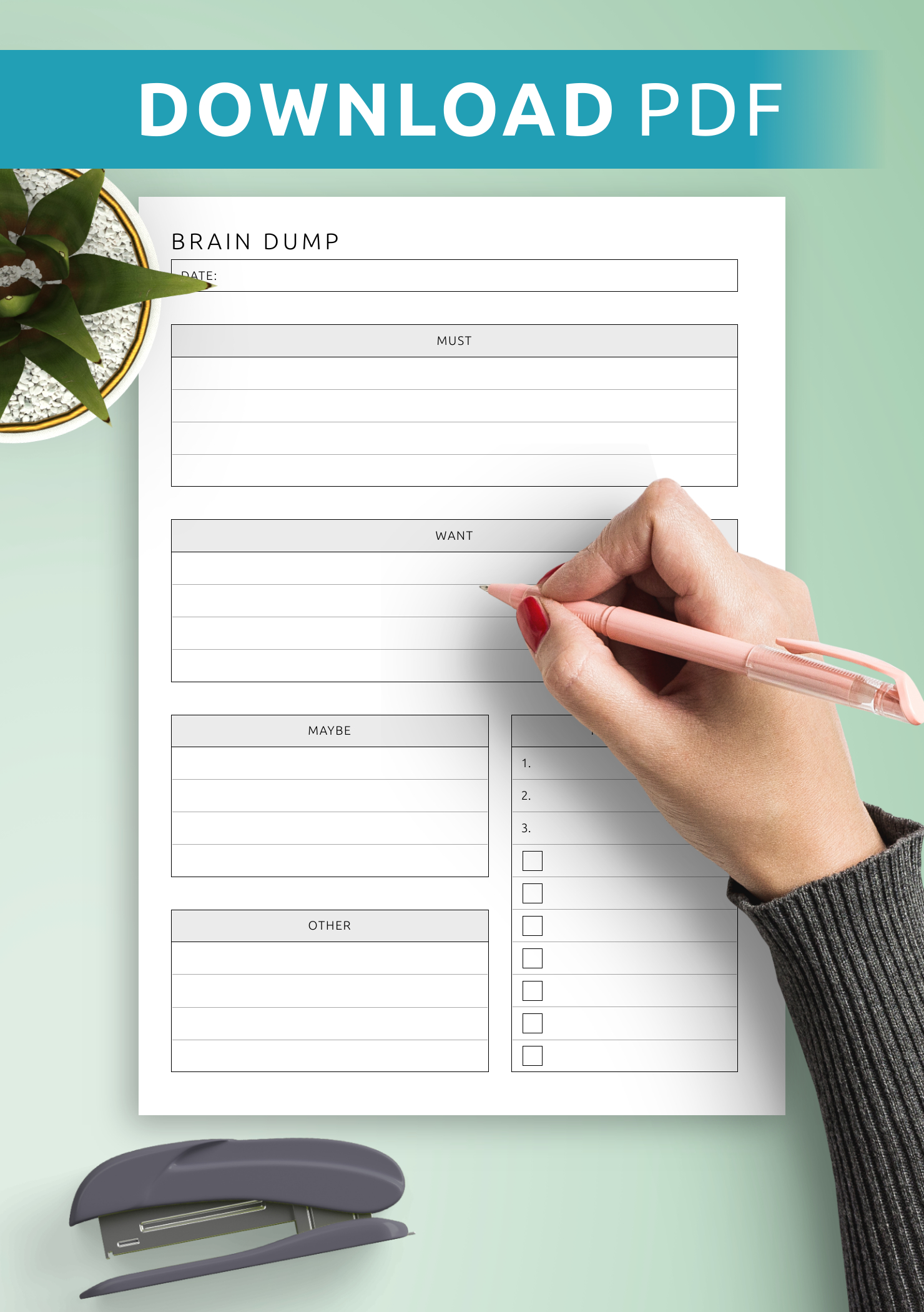 Download Printable Brain Dump Template Pdf with regard to Free Brain Dump Printable