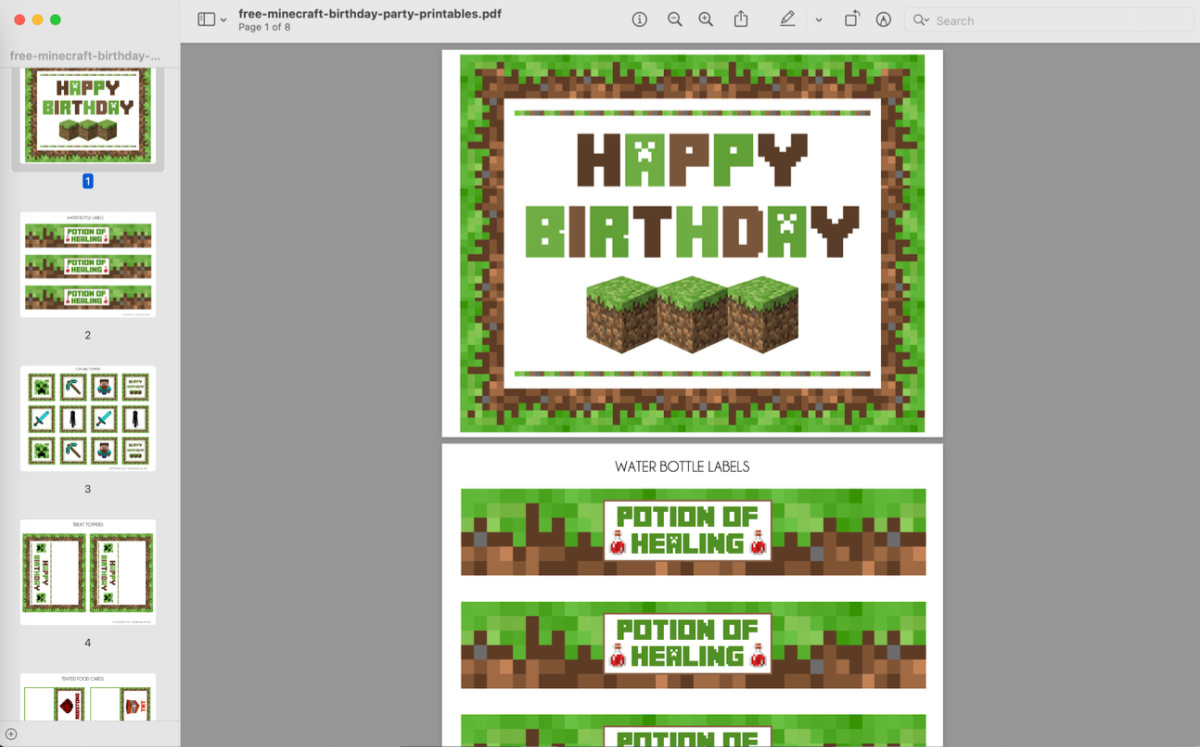 Download These Awesome Free Minecraft Party Printables! | Catch My in Minecraft Birthday Free Printables