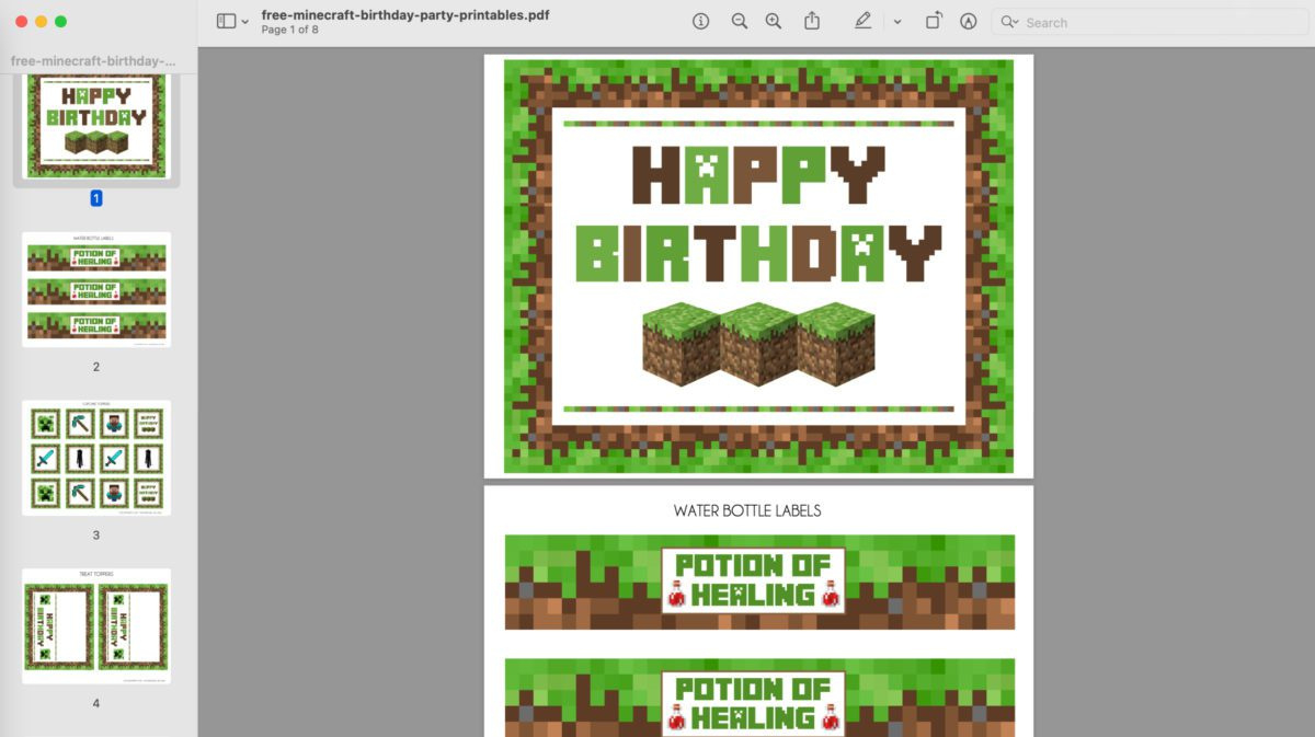 Download These Awesome Free Minecraft Party Printables! | Catch My within Free Minecraft Birthday Printables