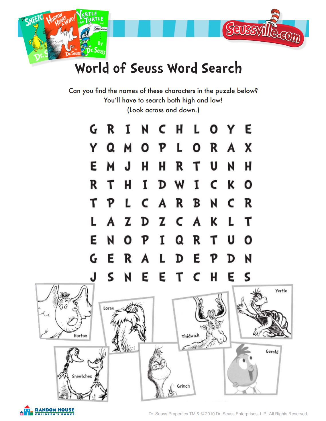 Dr. Seuss Printables And Activities | Brightly pertaining to Free Printable Dr Seuss Word Search