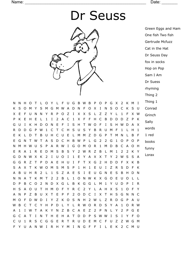 Dr Seuss Word Search - Wordmint regarding Free Printable Dr Seuss Word Search