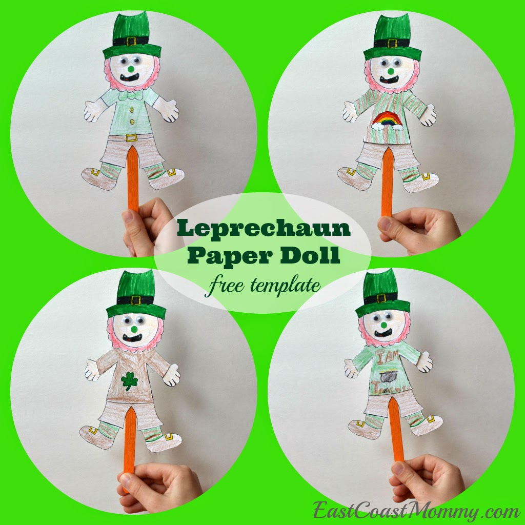 East Coast Mommy: Leprechaun Paper Doll {Free Template} pertaining to Leprechaun Cut Out Printable