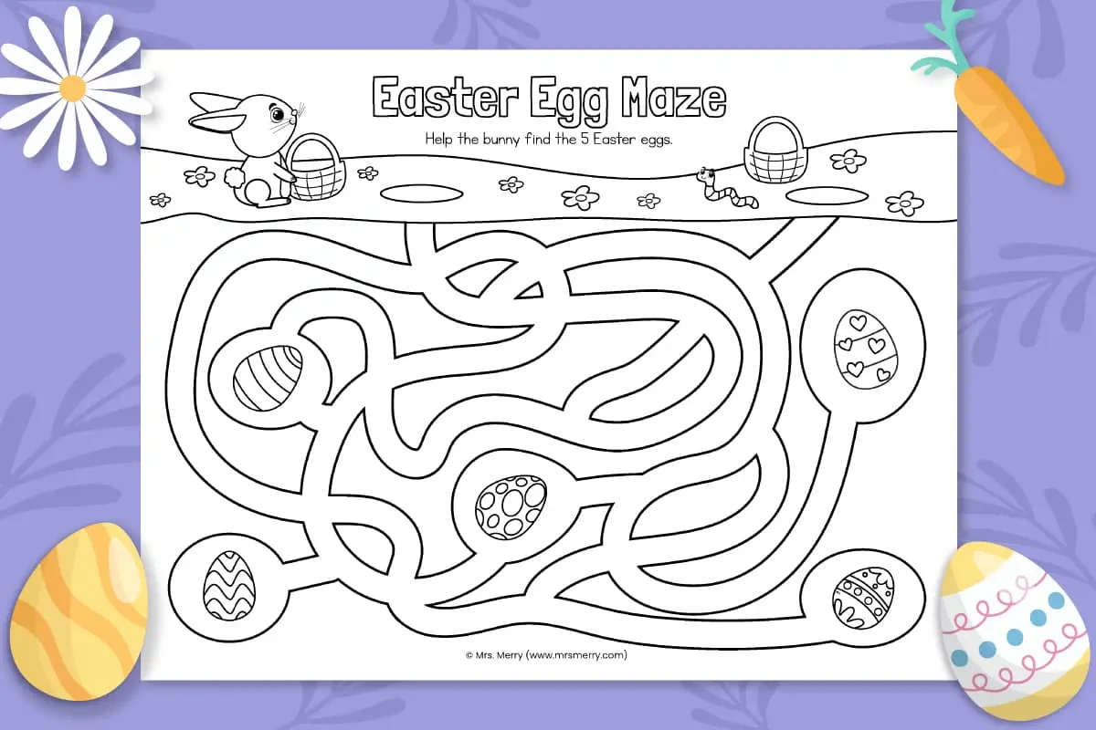 Easter Egg Maze Printable Worksheet | Mrs. Merry intended for Easter Maze Printable Free