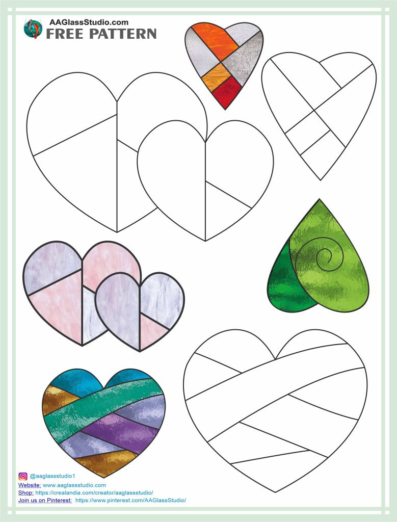 Easy Free Stained Glass Patterns - Aaglassstudio with Printable Stained Glass Heart Patterns