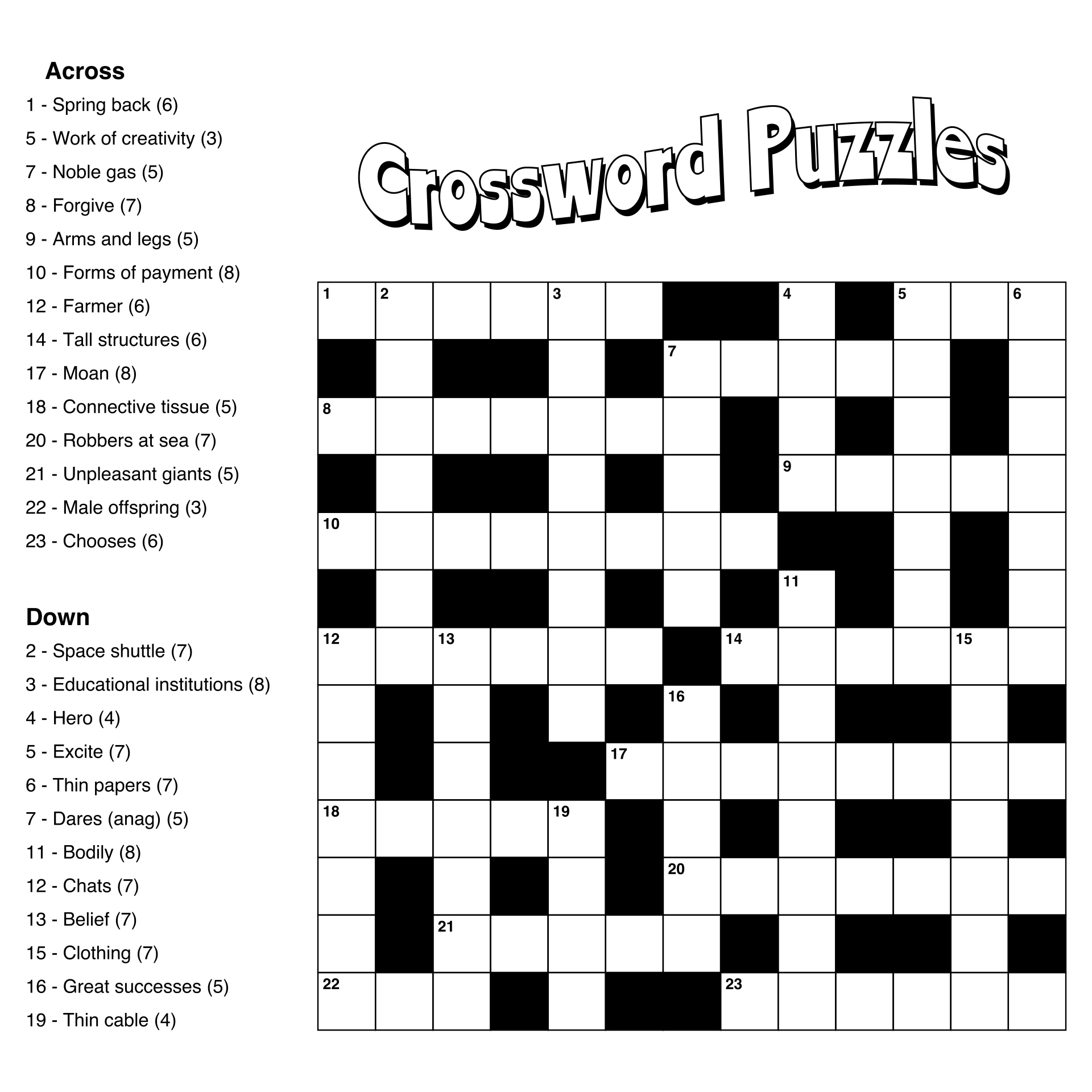 Easy Printable Crossword Puzzles - Free! - Worksheets Library for Large Print Beginner Easy Crossword Puzzles Printable