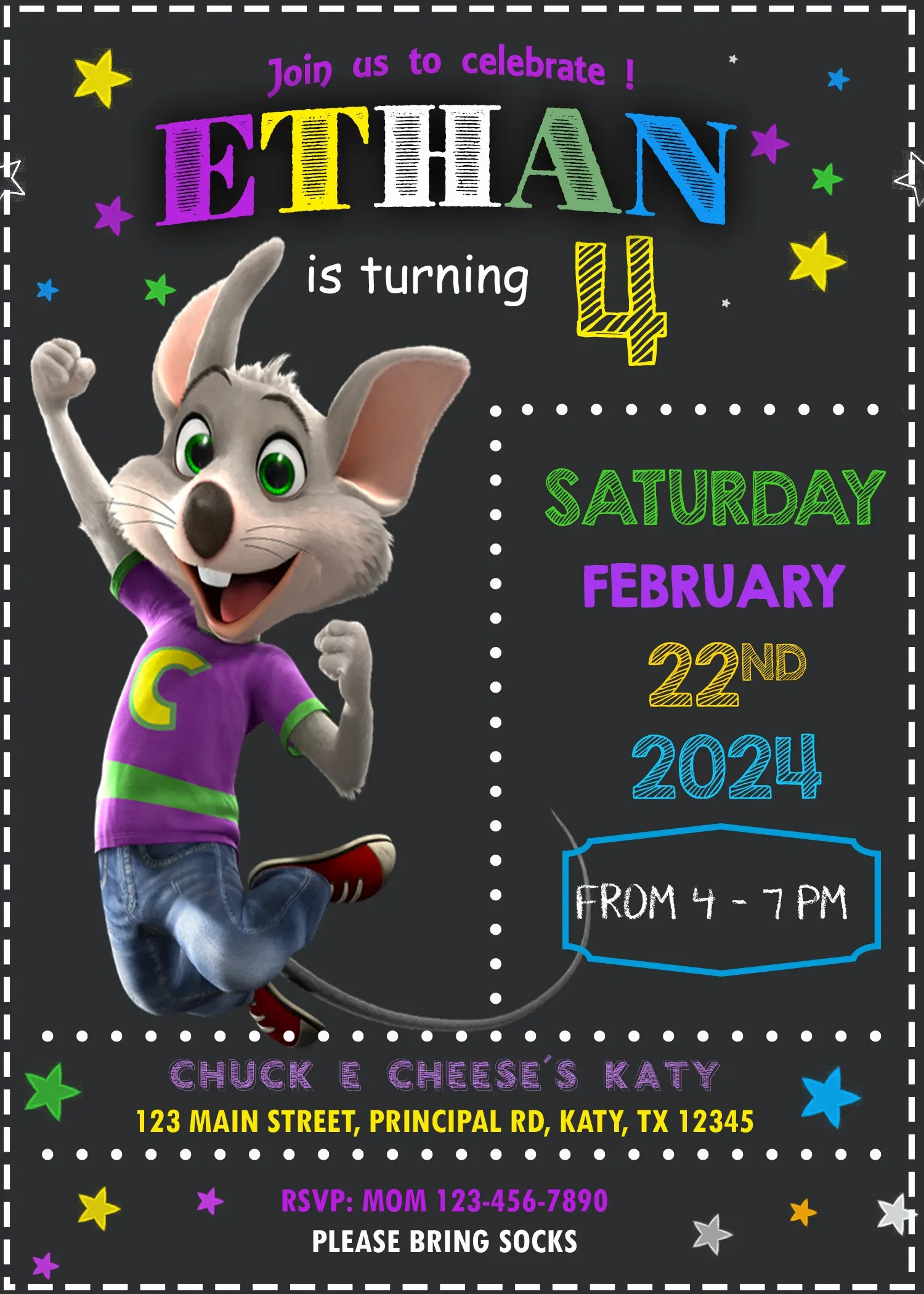 Editable Chuck E Cheese Birthday Invitation Template with regard to Free Chuck E Cheese Invitations Printable