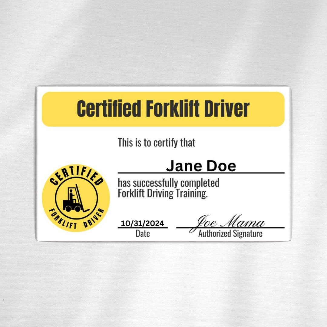 Editable Forklift Certification Card Driver Costume Template within Free Printable Forklift License