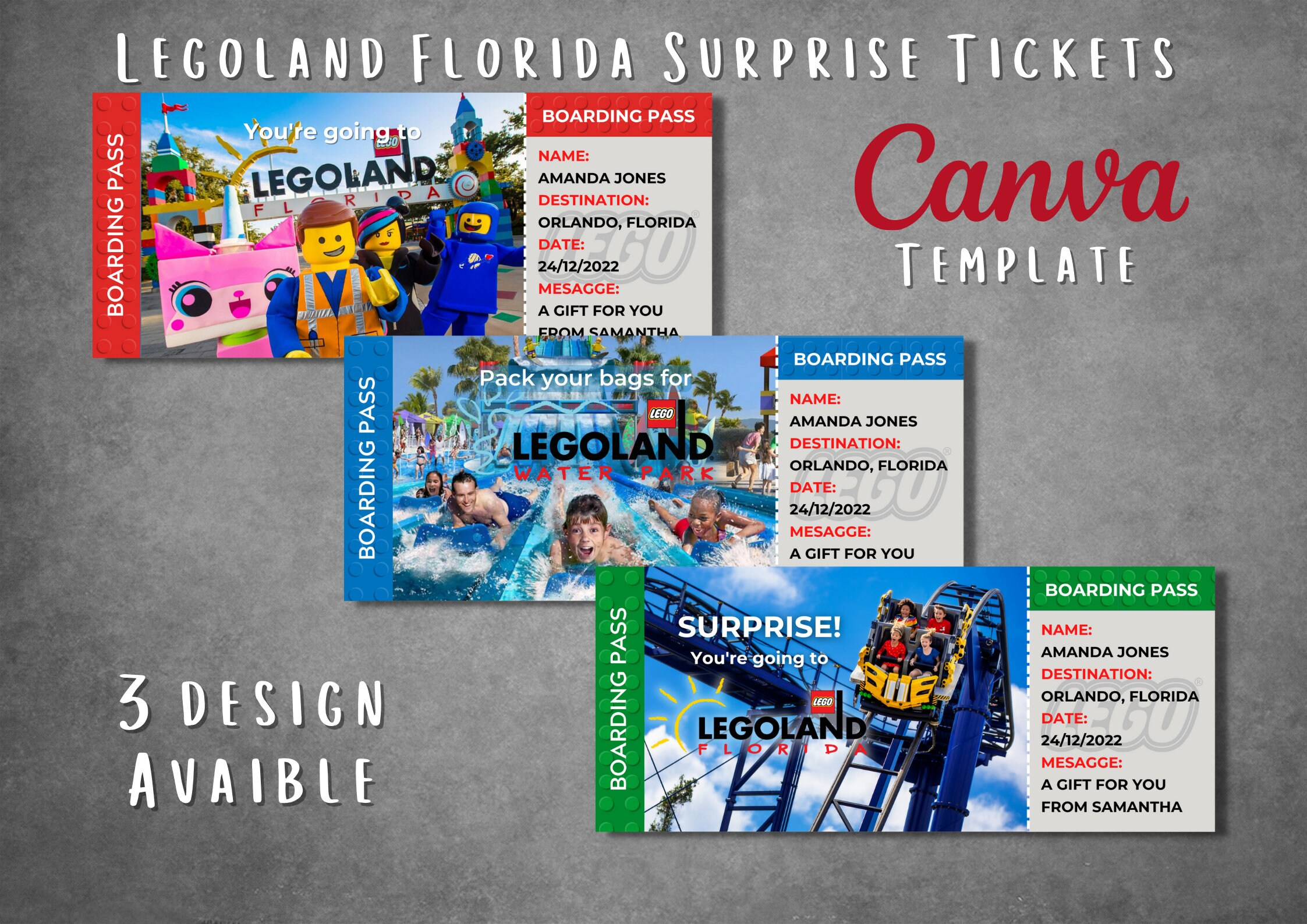 Editable Legoland Florida Surprise Ticket Template, Printable in Free Printable Legoland Ticket Template