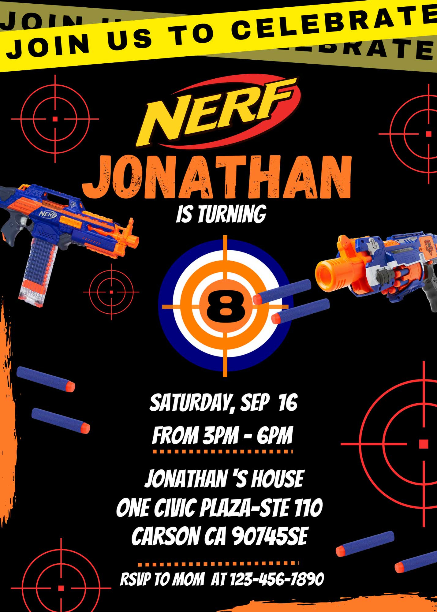 Editable Nerf Birthday Invitation Template | Fantastic Invite intended for Free Printable Nerf Gun Party Invitations Template Free