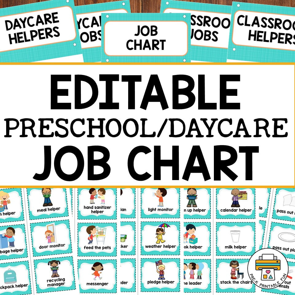 Editable Preschool Job Chart within Clipart Free Printable Preschool Job Chart Pictures