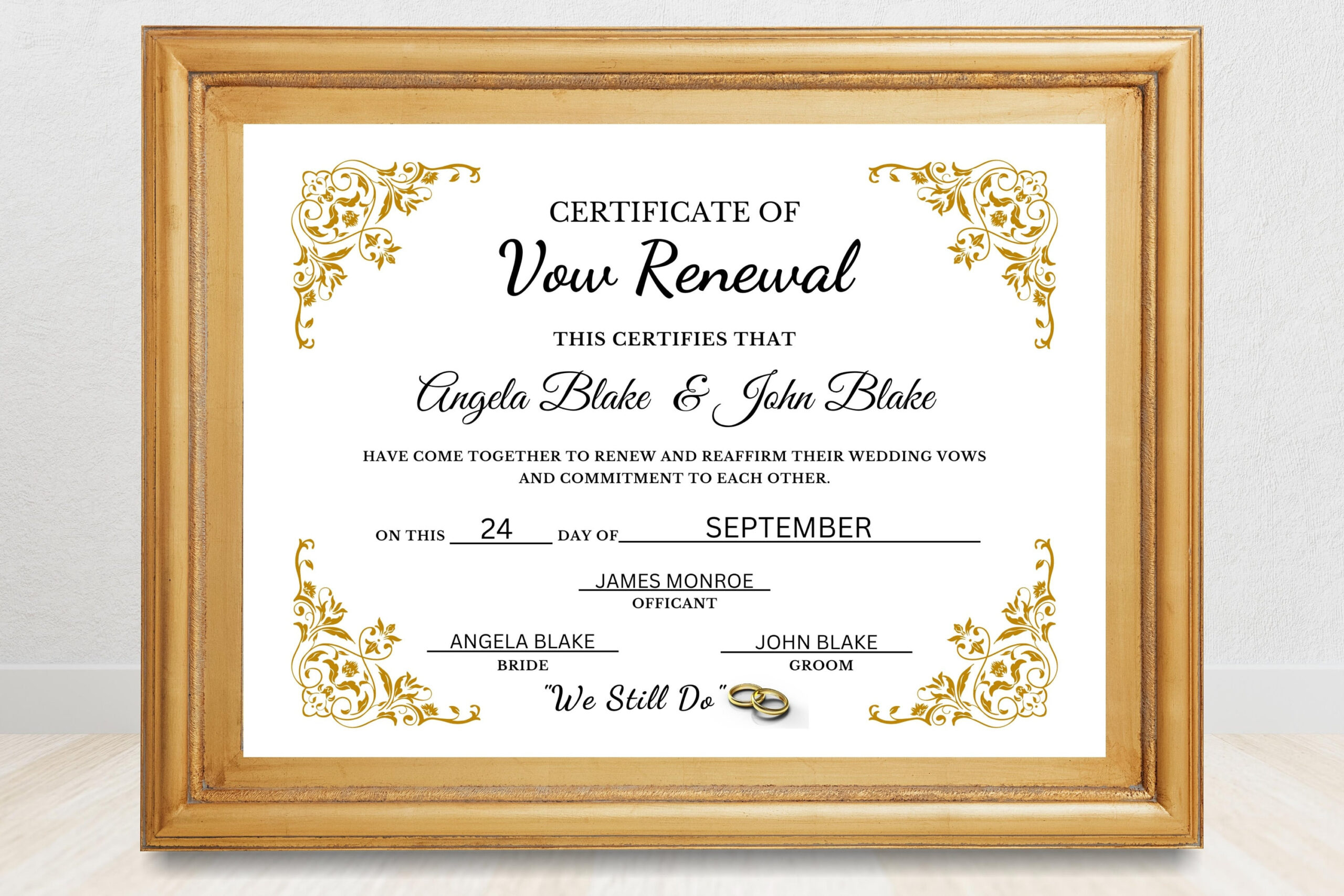 Editable Vow Renewal Certificate, Elegant Printable Wedding intended for Free Printable Renewal Of Vows Certificate