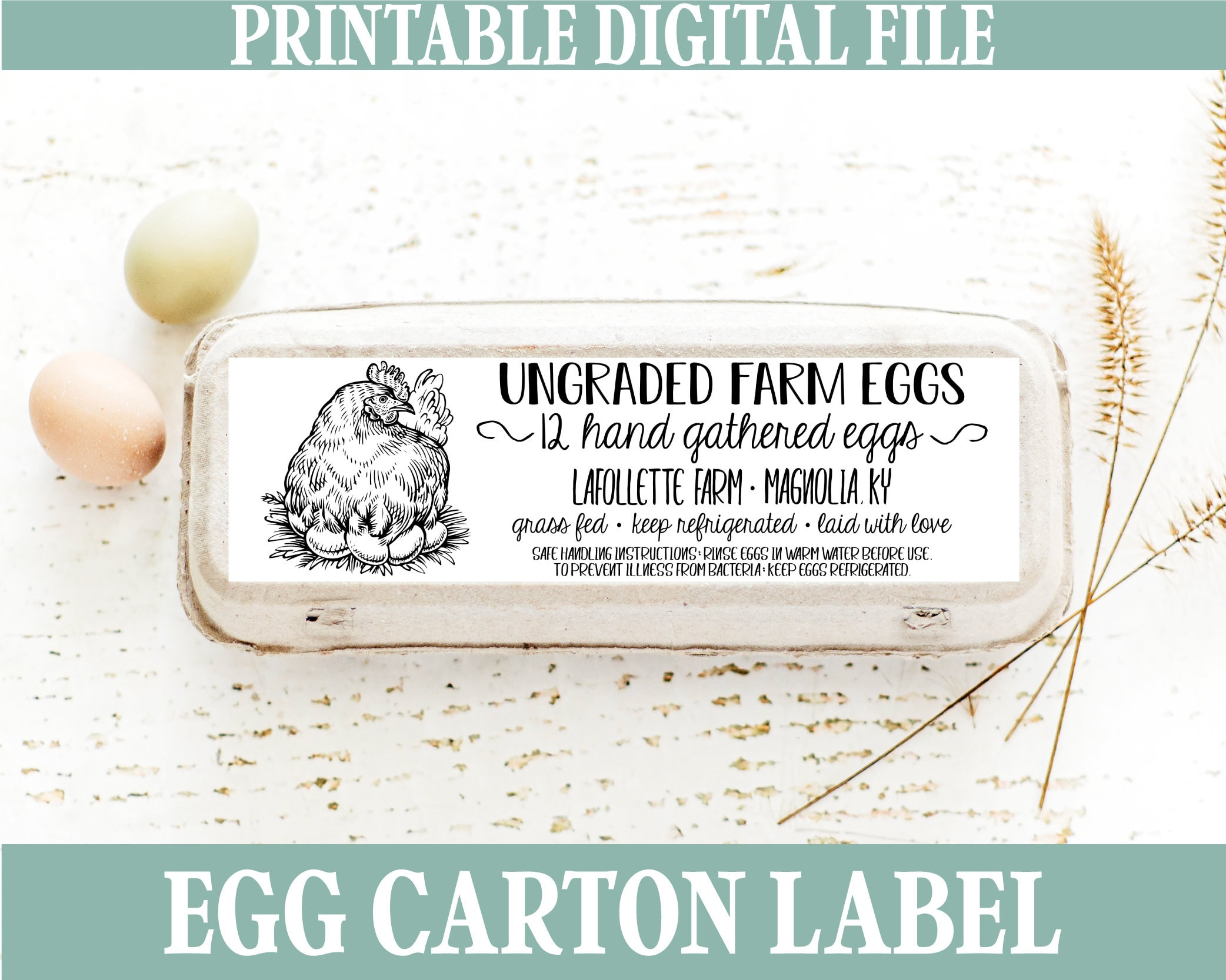 Egg Carton Label Digital Download, Printable Pdf, Jpeg And Png pertaining to Printable Egg Carton Labels