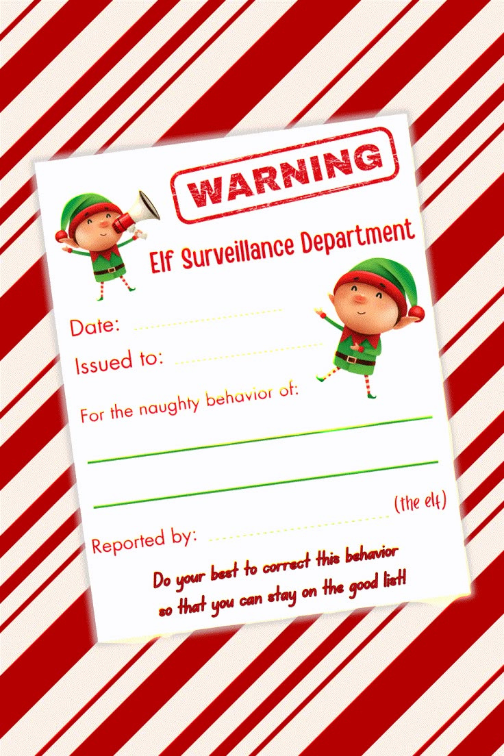 Elf Warning Letter Free Printable - The Frugal Free Gal for Elf Warning Letter Free Printable