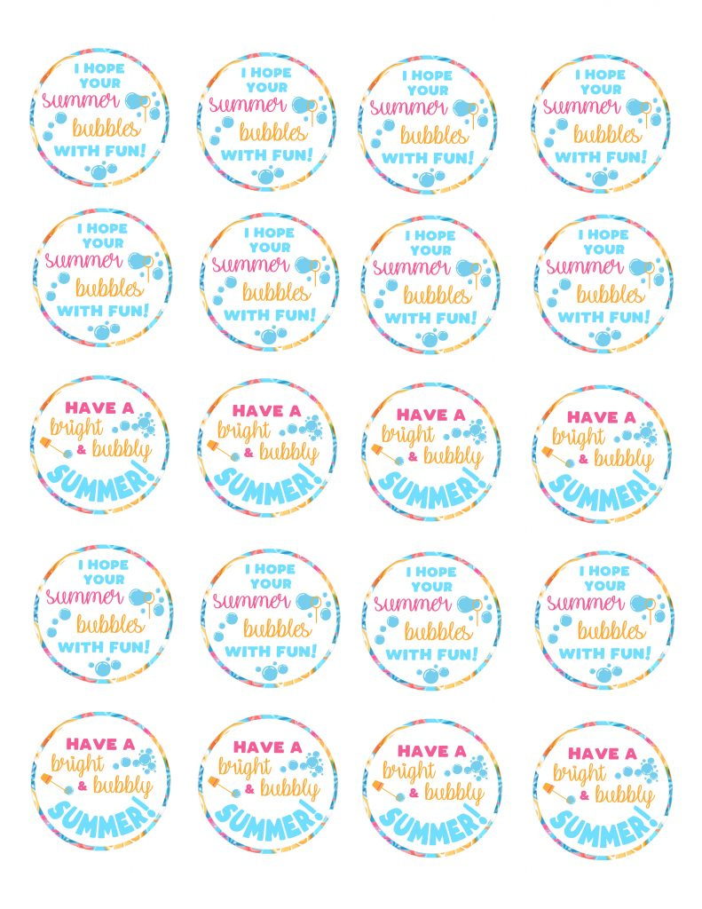 End Of School Year Summertime Bubble Gift Idea For Kids | Free throughout Free Printable Gift Tags For Bubbles