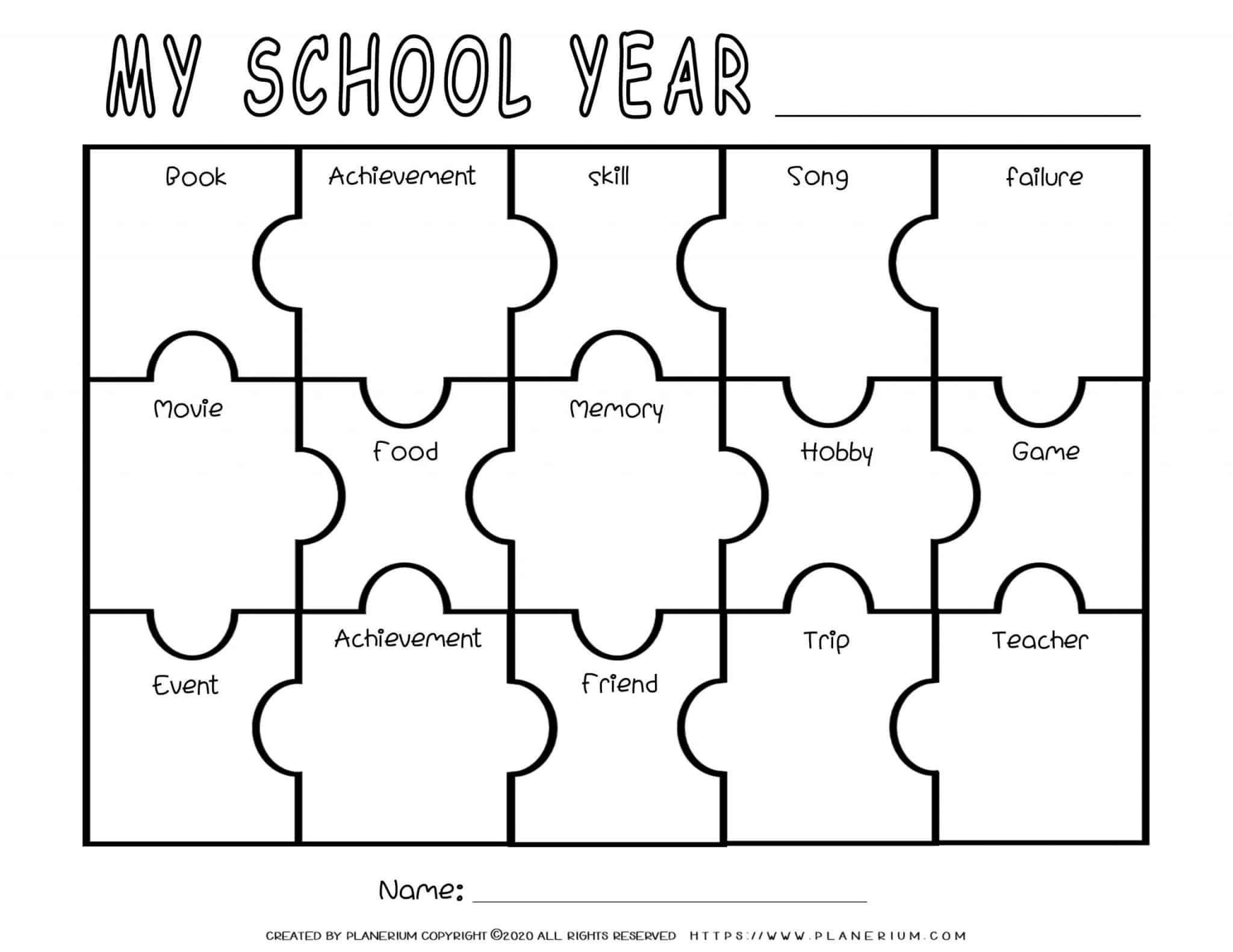 End Of Year - Worksheet - Reflection Puzzle | Planerium throughout End Of Year Printables