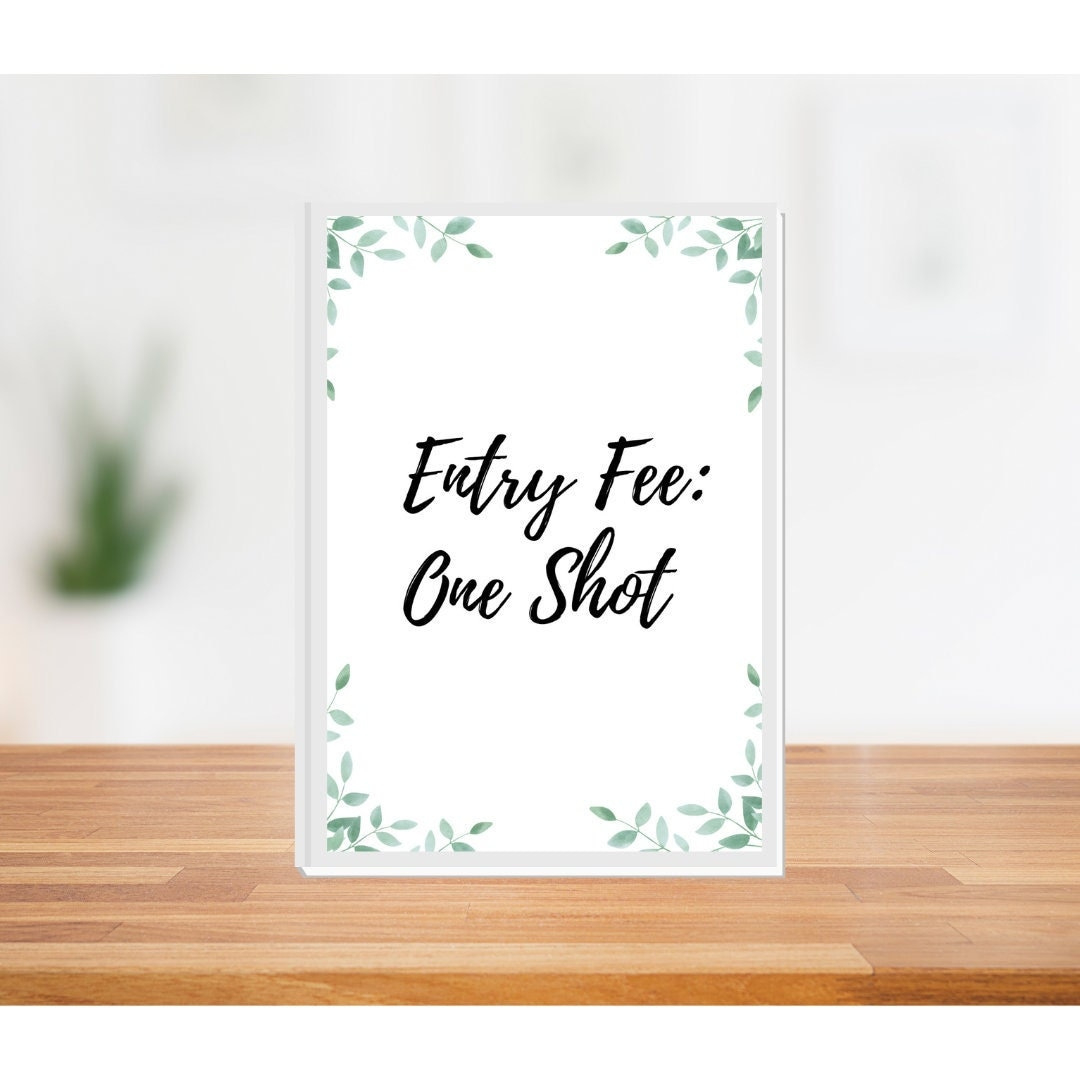 Entry Fee: One Shot Printable - Etsy in Entry Fee One Shot Sign Printable