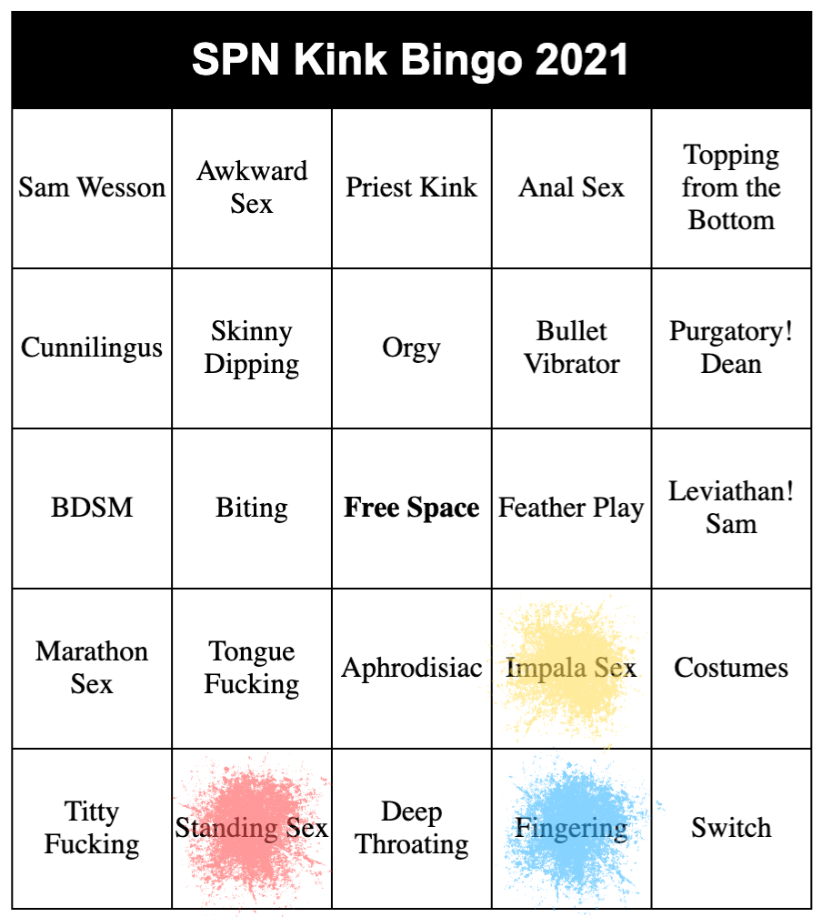 🌻Sunflowers &amp;amp; Daydreams ☁ — Spn Kink Bingo Card: Nsfw intended for Kink Bingo Card Generator