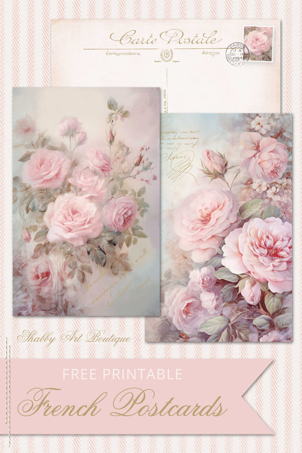 Fabulous French Postcards ~ Free Printable - Shabby Art Boutique with Shabby Chic Free Printables