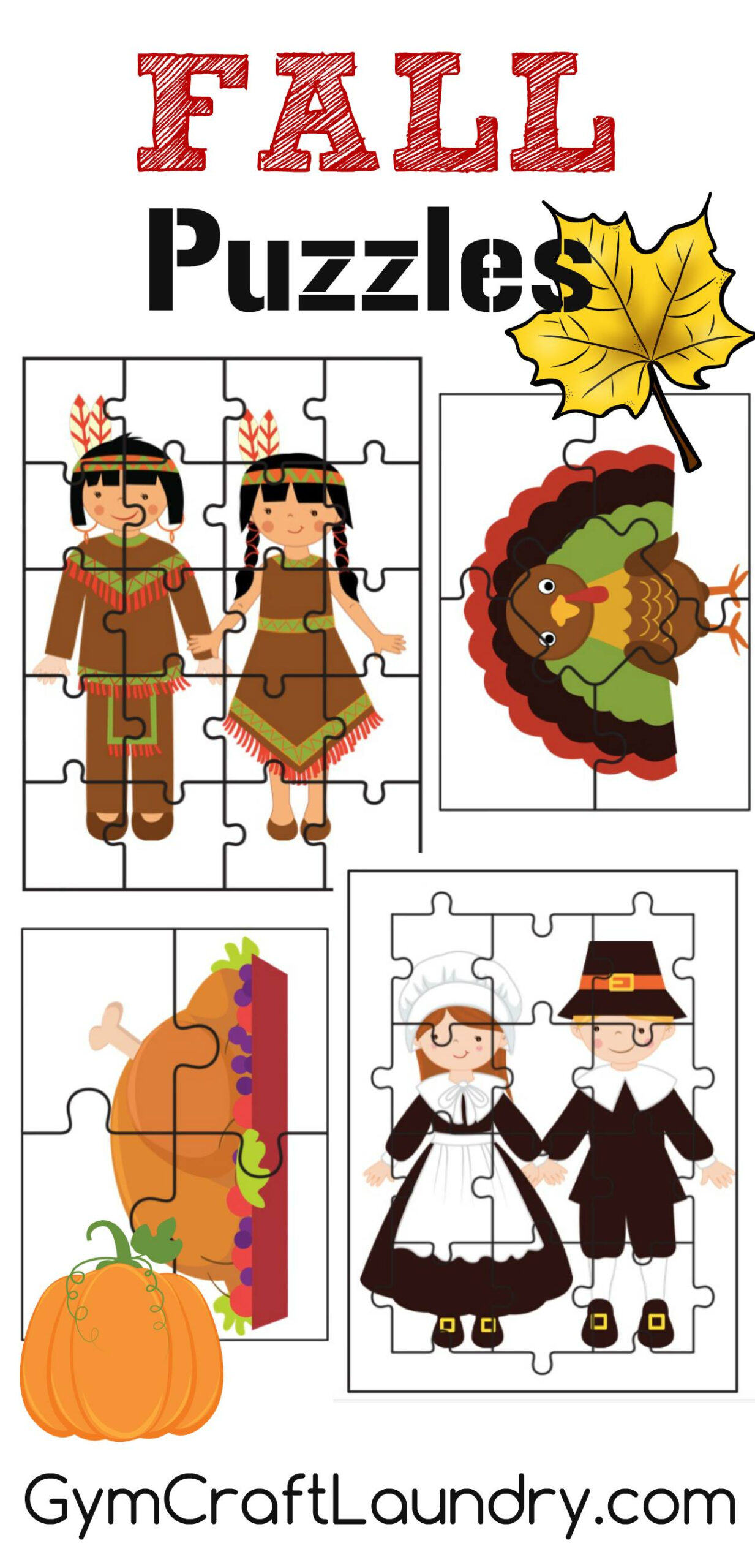 Fall And Thanksgiving Puzzle Activities Printables - Gym Craft Laundry in Free Printable Thanksgiving Puzzels