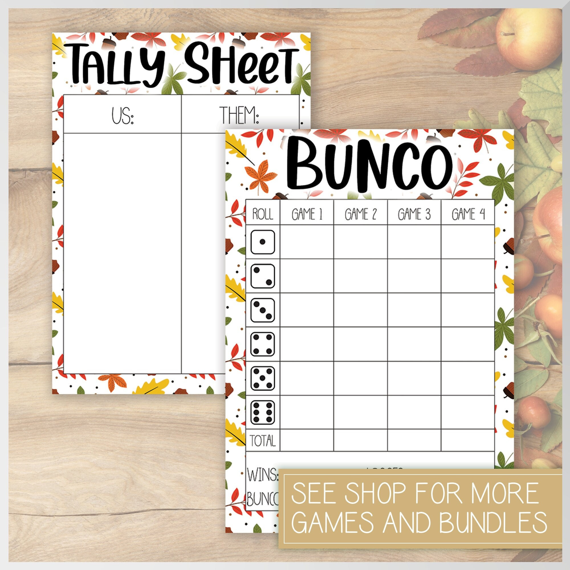 Fall Bunco Score Card Tally Sheet - Etsy pertaining to Free Printable Fall Bunco Score Sheets