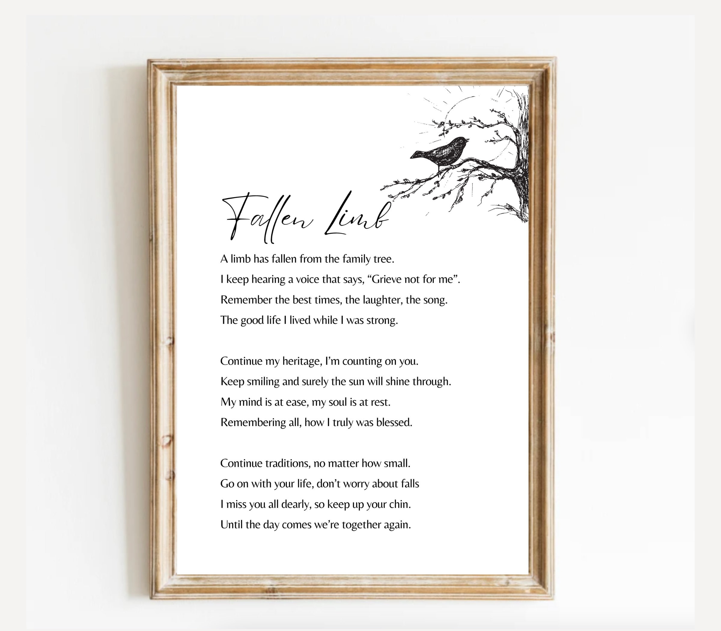 Fallen Limb Memorial Poem. Celebration Of Life, Funeral pertaining to A Fallen Limb Poem Printable