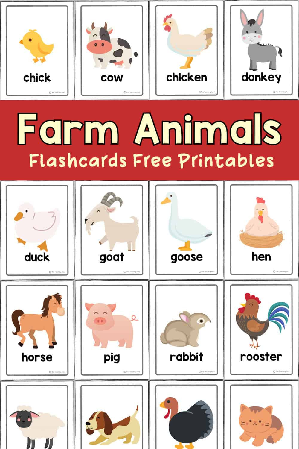 Farm Animals Flashcards - The Teaching Aunt with Farm Animals Printables Free