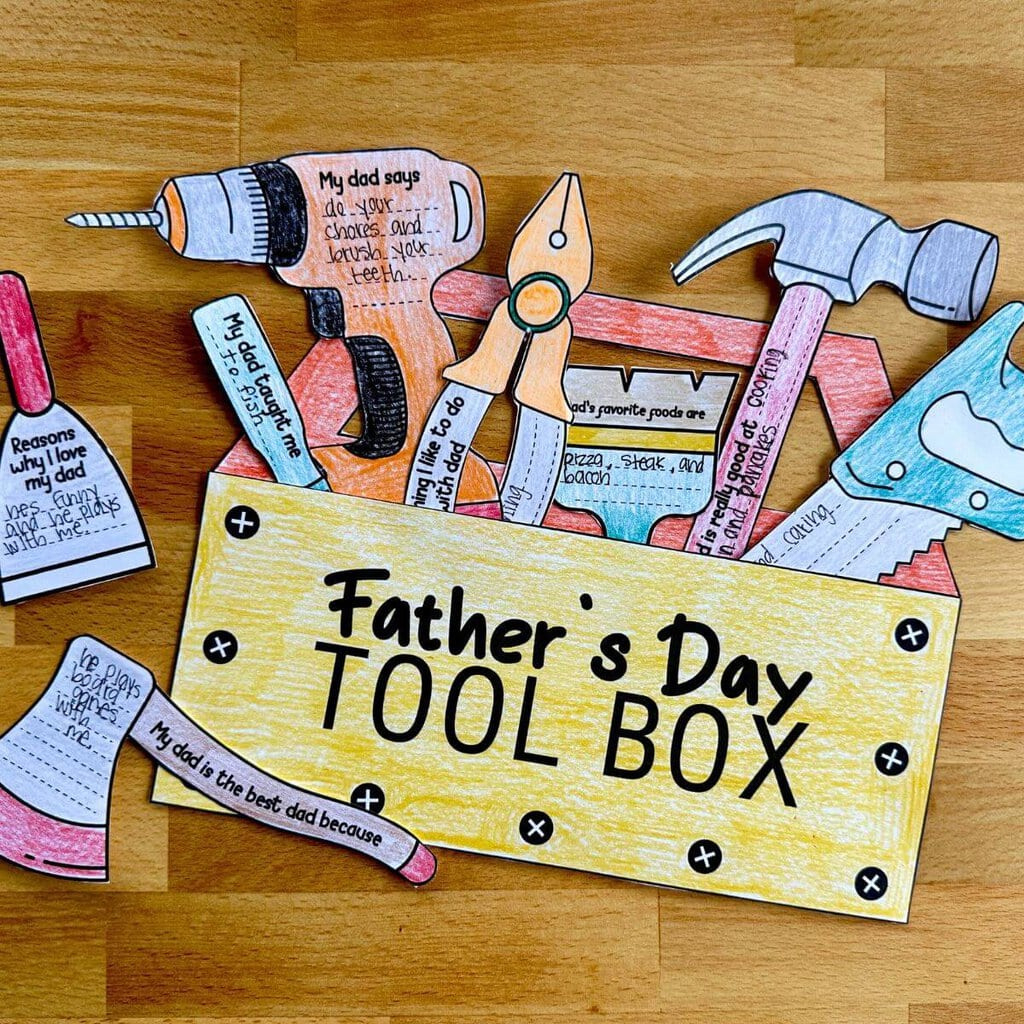 Father&amp;#039;S Day Tool Box Craft - Free Printable Template For Dad intended for Printable Tool Box Craft
