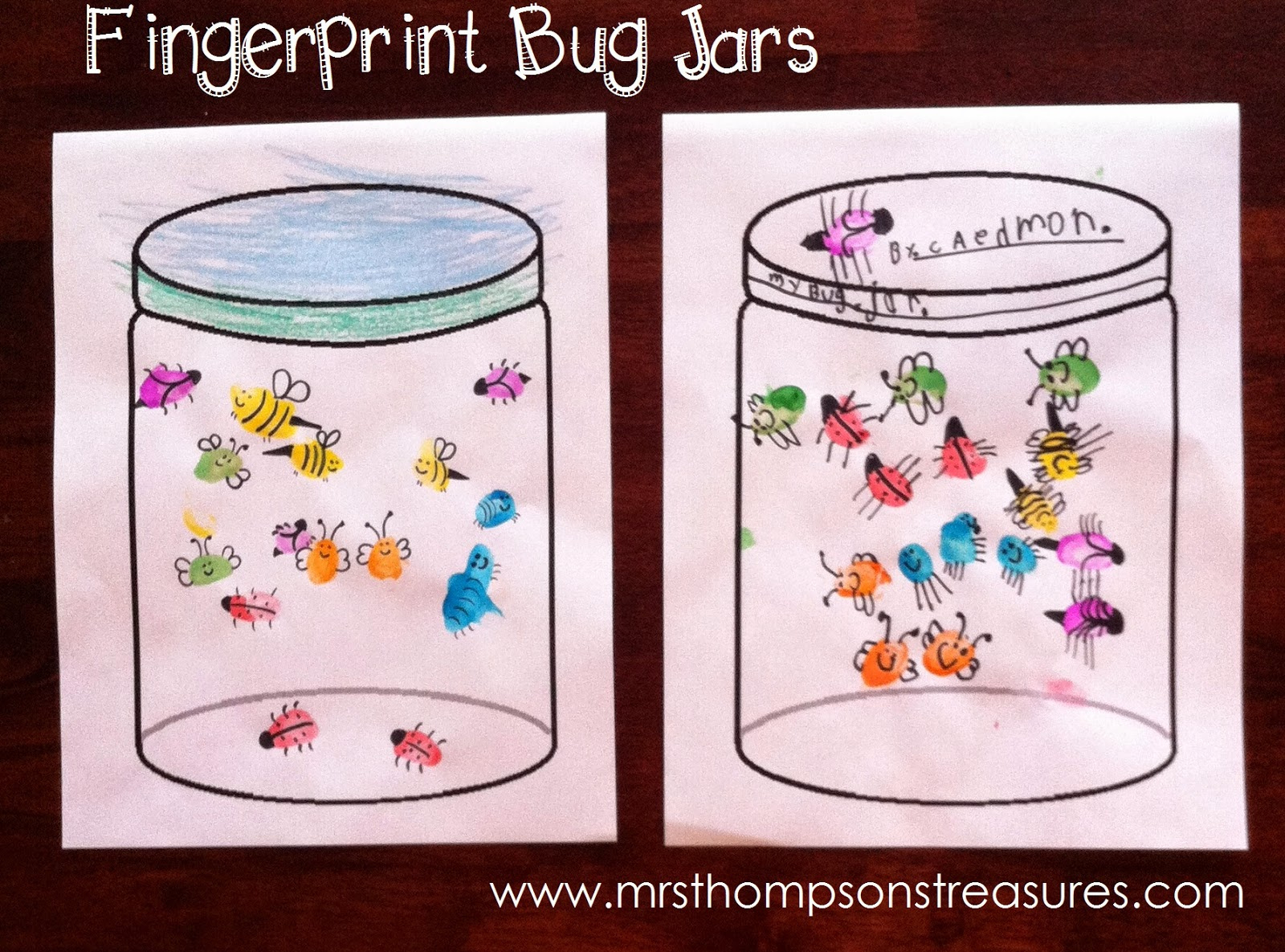 Fingerprint Bug Jars - Mrs. Thompson&amp;#039;S Treasures intended for Fingerprint Bug Jar Printable