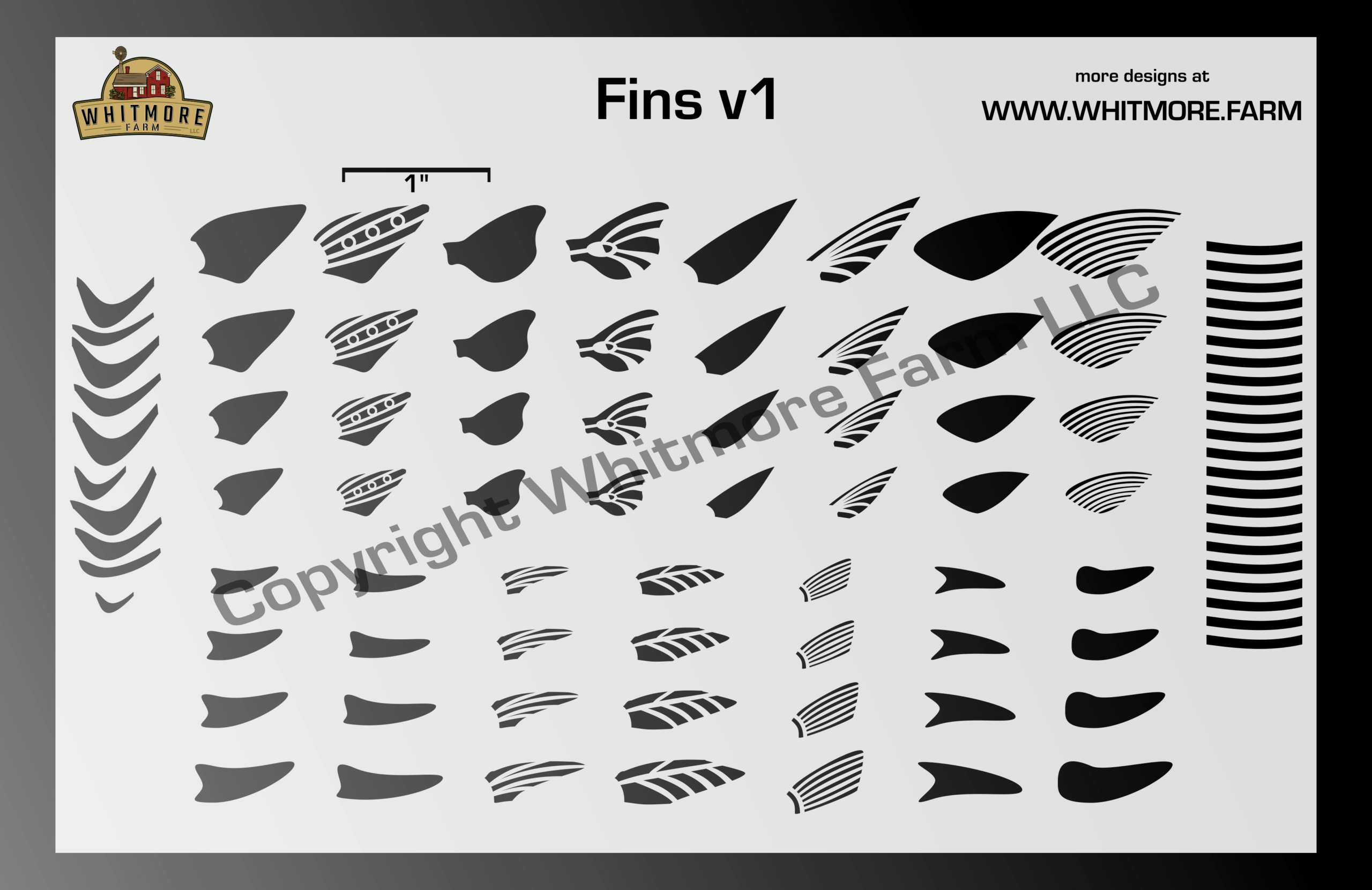 Fins V1 Assortment Fishing Lure Airbrush Stencil – Whitmore Farm inside Free Printable Fishing Lure Stencils