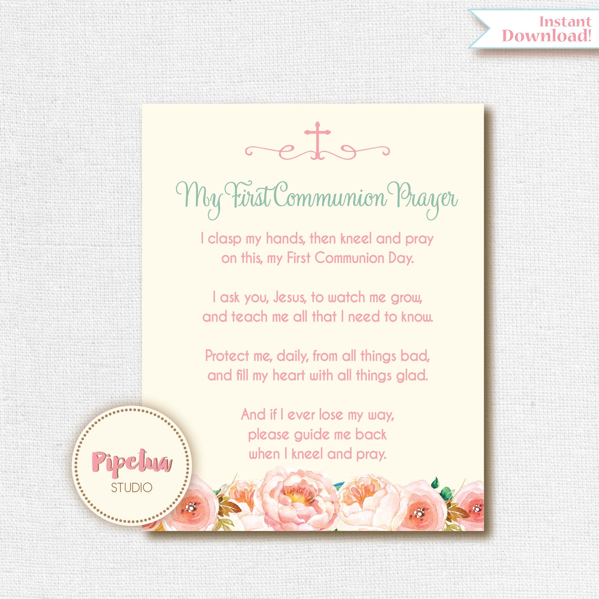 First Communion Prayer. First Holy Communion Poster. Girl First with regard to Printable First Communion Prayers