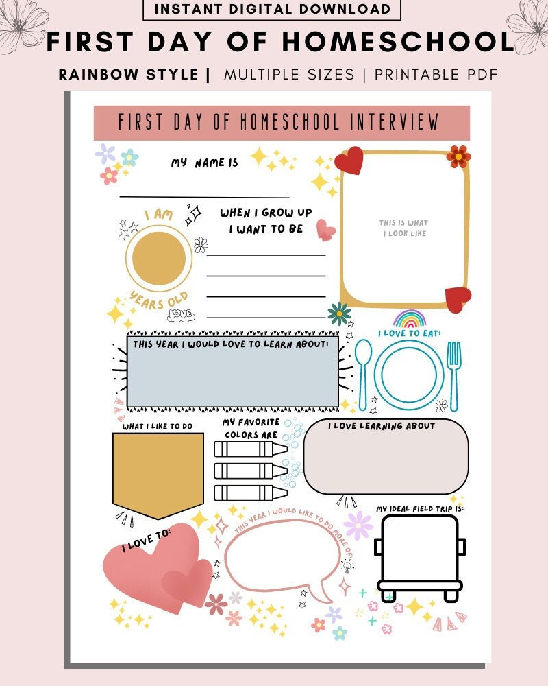 First Day Of Homeschool Interview Printable, Homeschool Planner within First Day Of Homeschool Printables