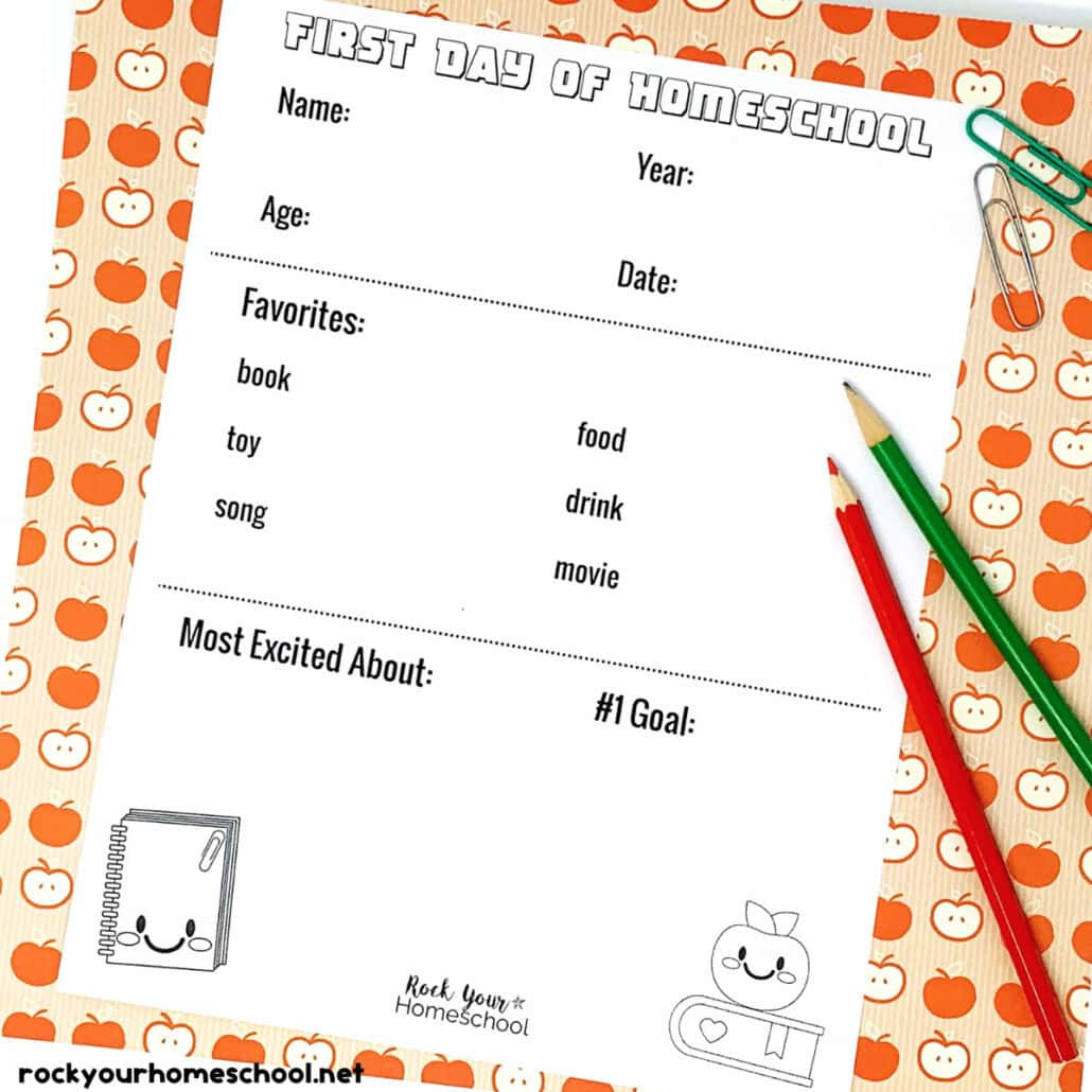 First Day Of Homeschool Printables For Fun Keepsakes (Free) for First Day of Homeschool Printable