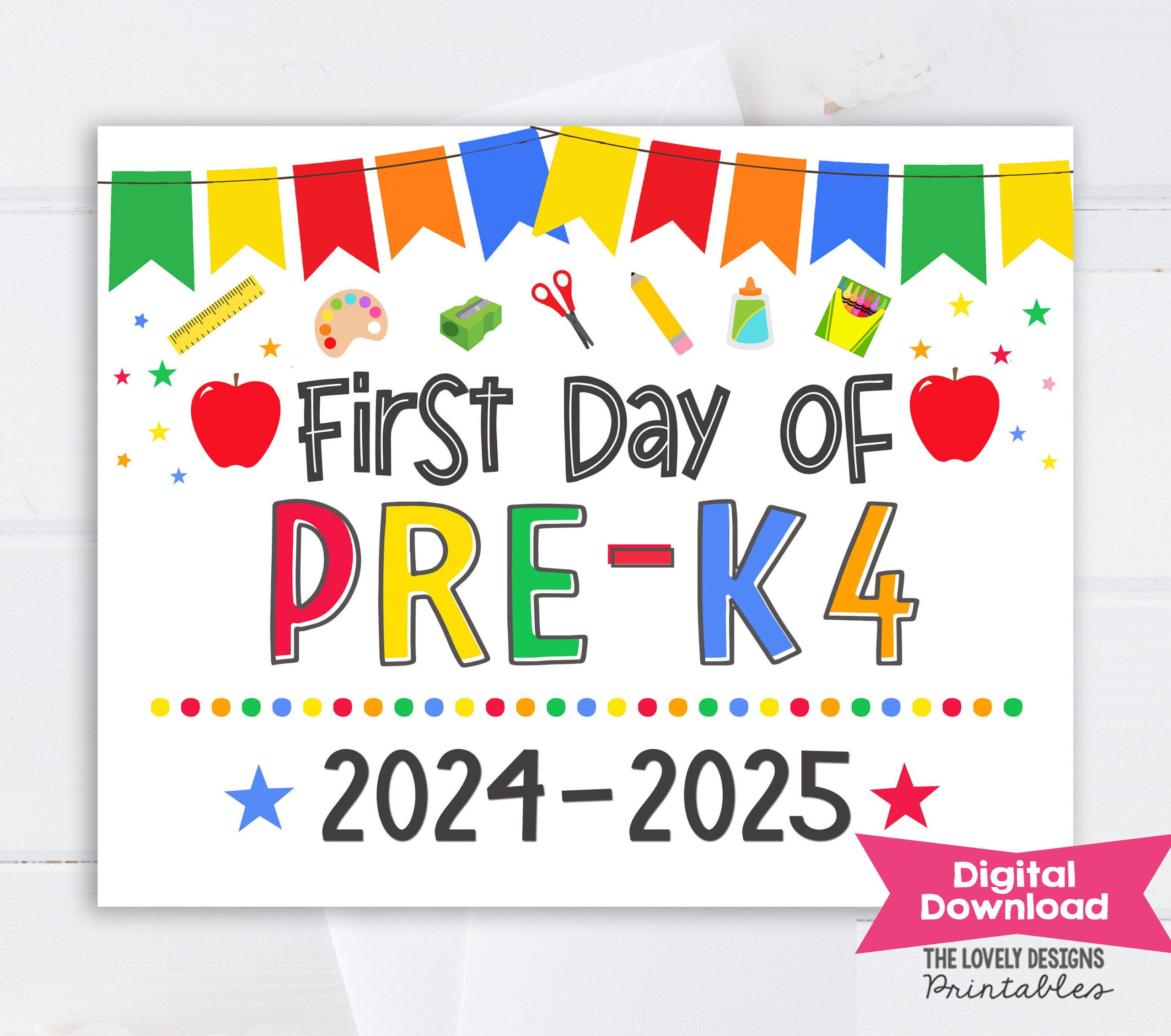 First Day Of Pre-K4 Sign Instant Download First Day Of School Sign intended for First Day Of Pre K 4 Sign Printable