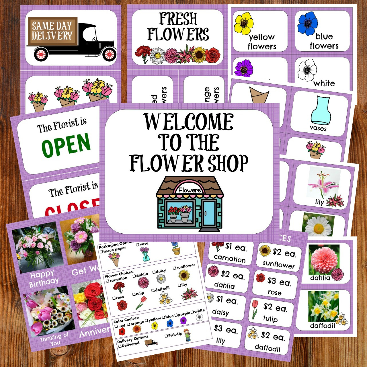 Flower Shop Dramatic Play Pack for Flower Shop Dramatic Play Free Printables
