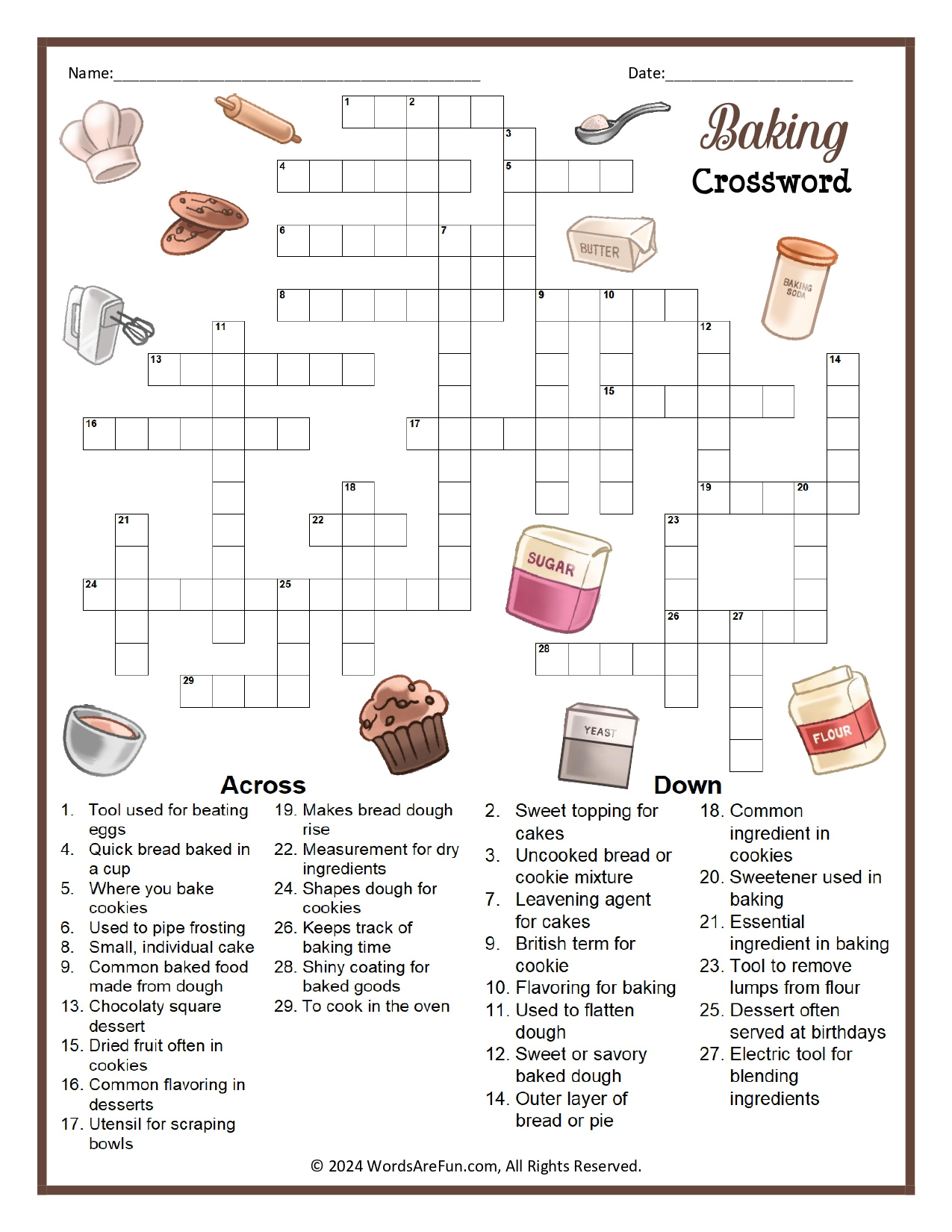 Food Crossword Puzzles within Food Crossword Puzzles Printable