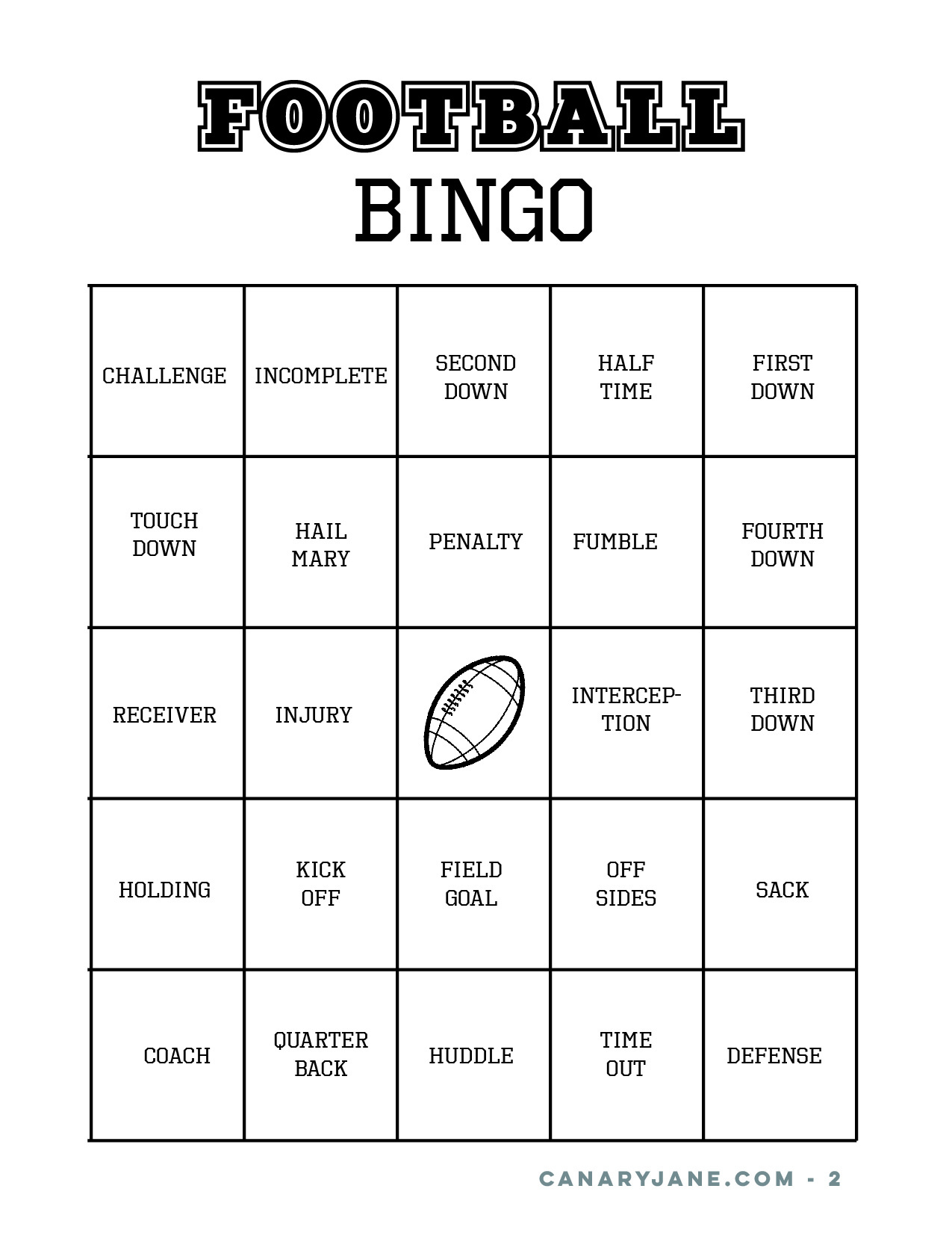 Football Party Free Printable Bingo, Party Decor, And Coloring intended for Free Printable Football Bingo Cards