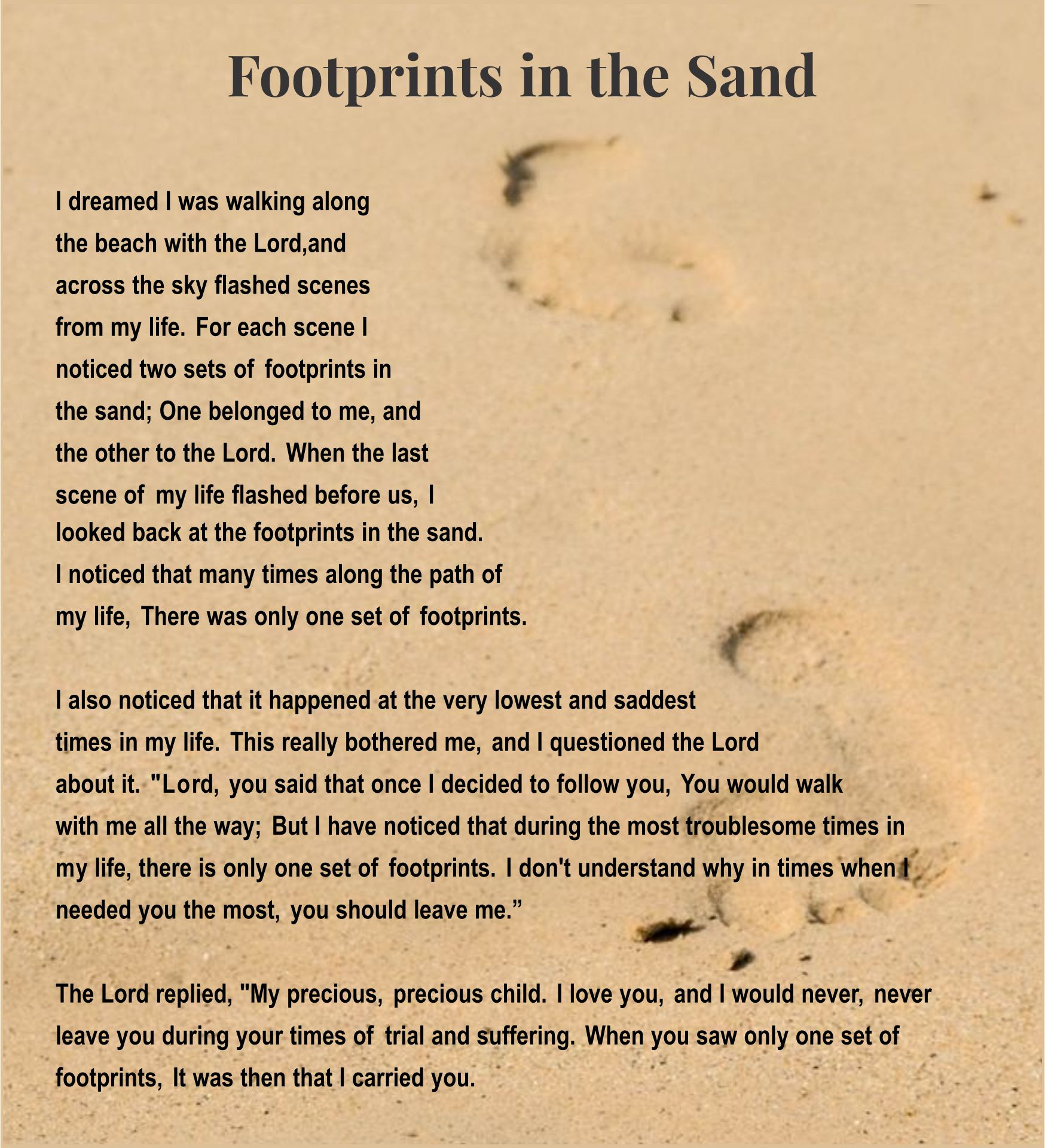 Footprints In The Sand - 10 Free Pdf Printables | Printablee in Free Printable &amp;amp;#039;Footprints in the Sand&amp;amp;#039; Poem