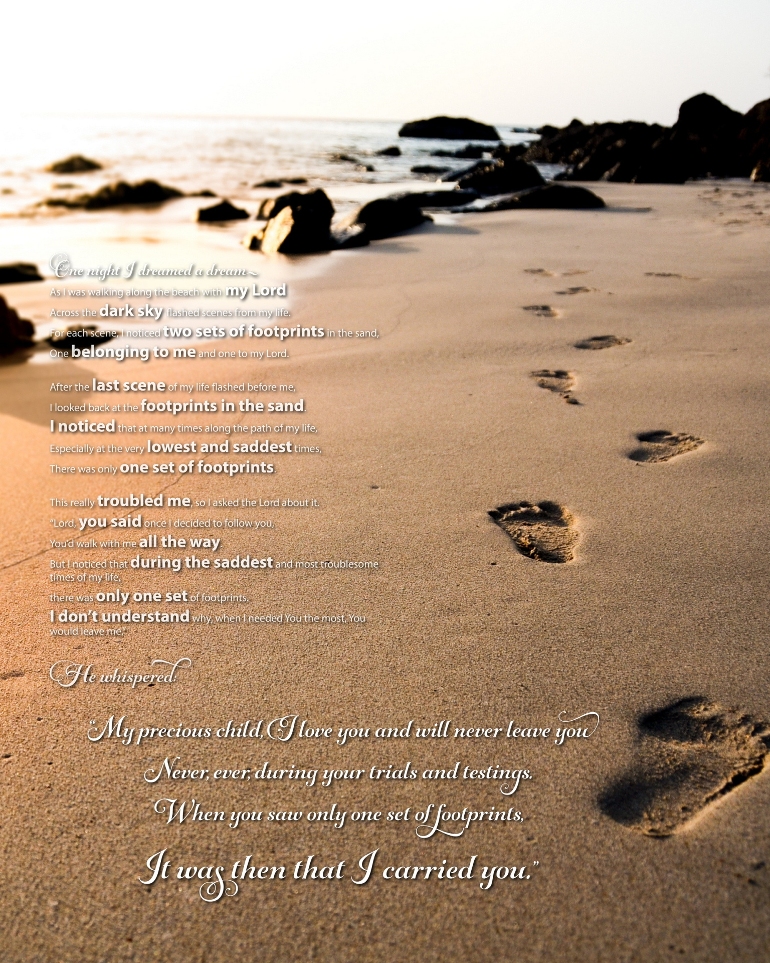 Footprints In The Sand Poem | Beautiful Poem From Only The Bible intended for Free Printable &amp;amp;#039;Footprints in the Sand&amp;amp;#039; Poem