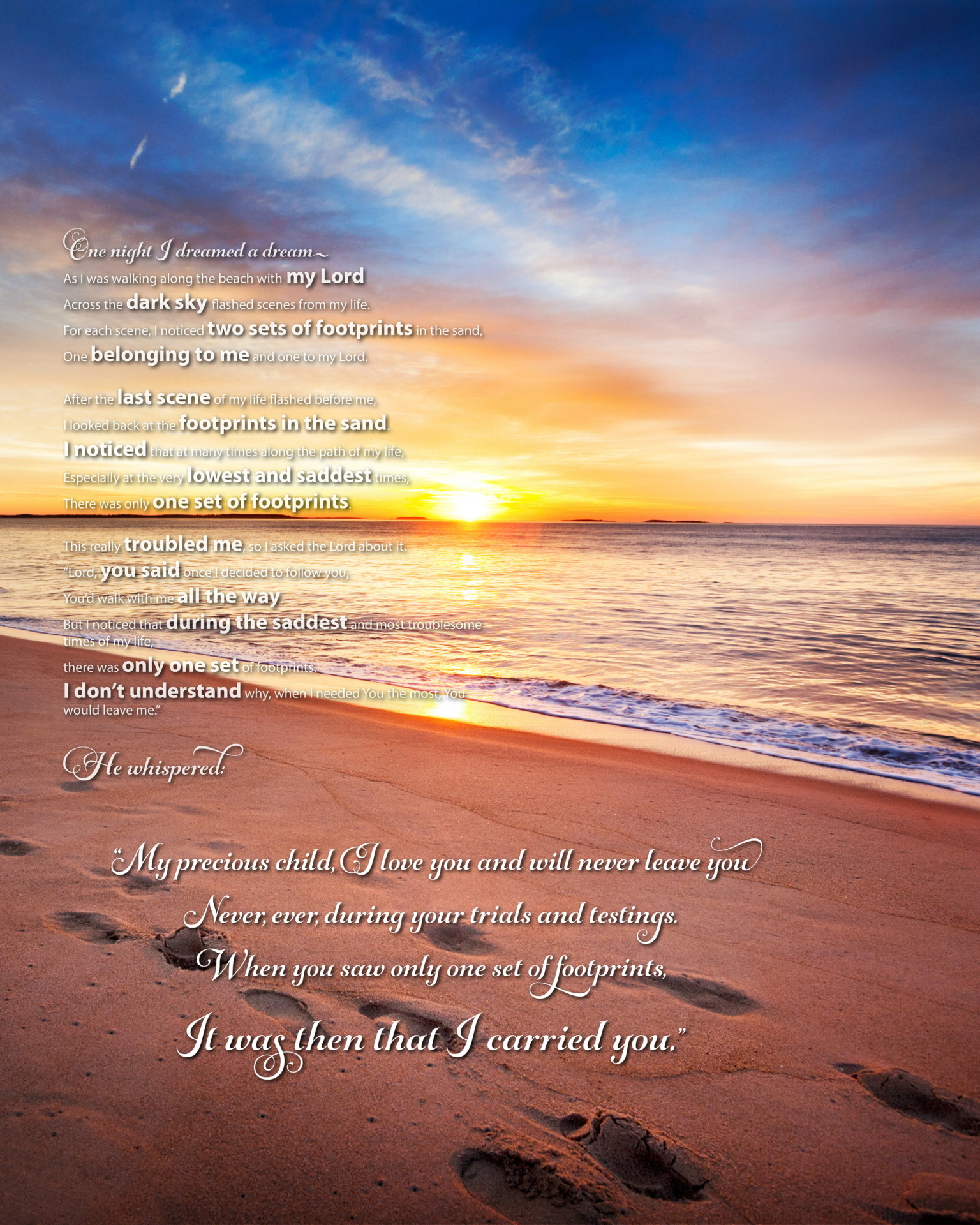 Footprints In The Sand Poem | Beautiful Poem From Only The Bible within Free Printable &amp;#039;Footprints In The Sand&amp;#039; Poem