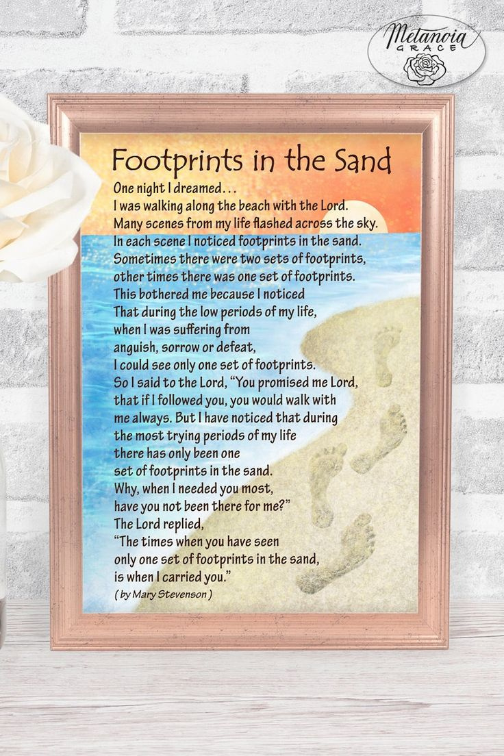 Footsteps In The Sand Card, Printable Footprints In The Sand Note within Free Printable &amp;amp;#039;Footprints in the Sand&amp;amp;#039; Poem