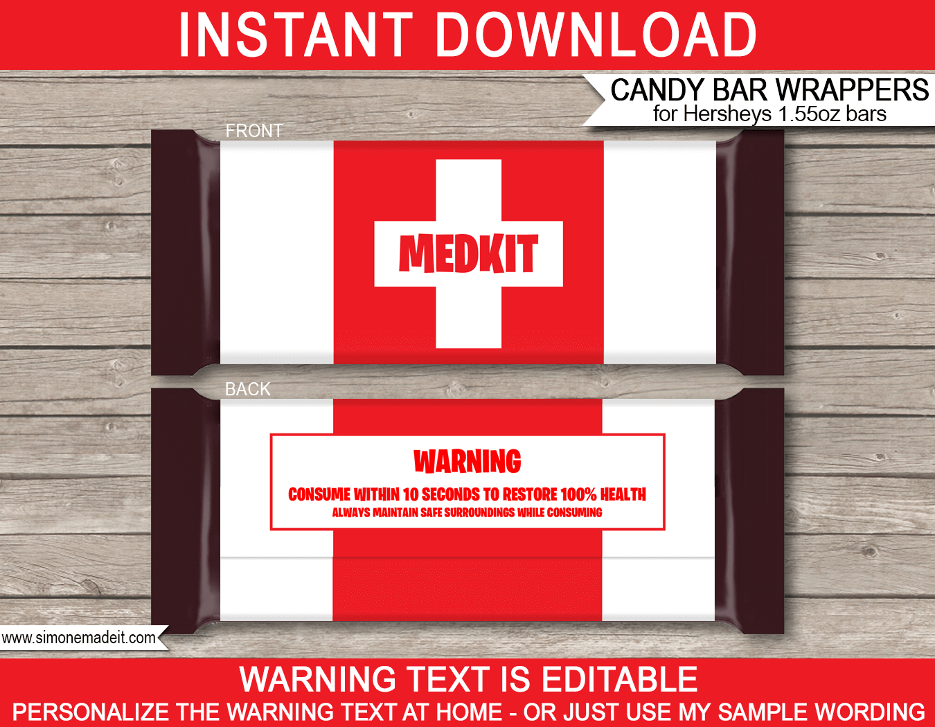 Fortnite Hershey Candy Bar Wrappers Template - Medkit intended for Printable Free Fortnite Medkit Label