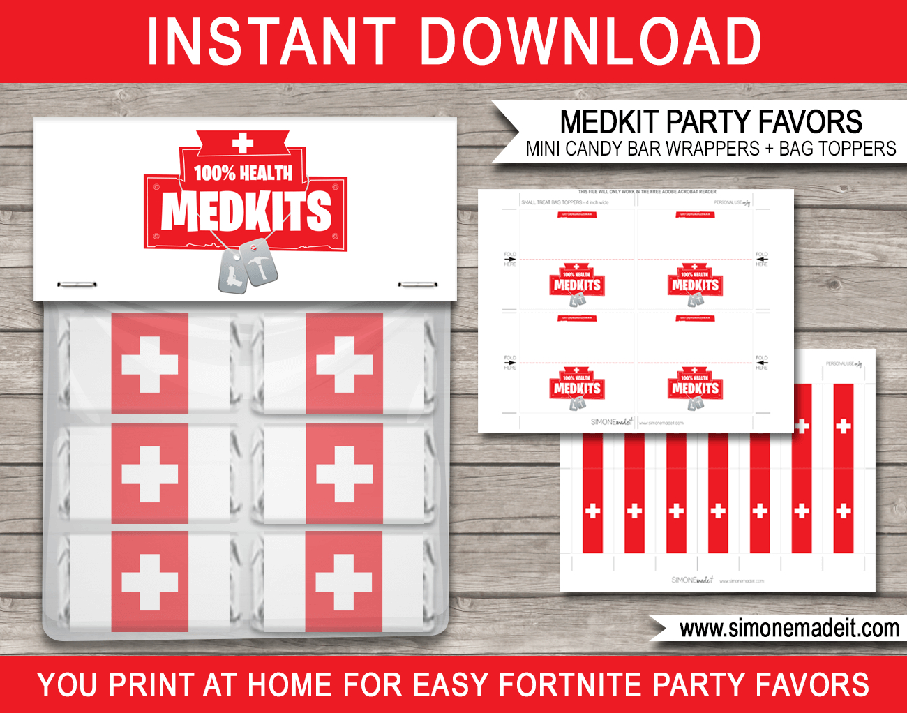 Fortnite Medkit Party Favors - Bag Toppers &amp;amp; Mini Candy Bar Wrappers with regard to Printable Free Fortnite Medkit Label