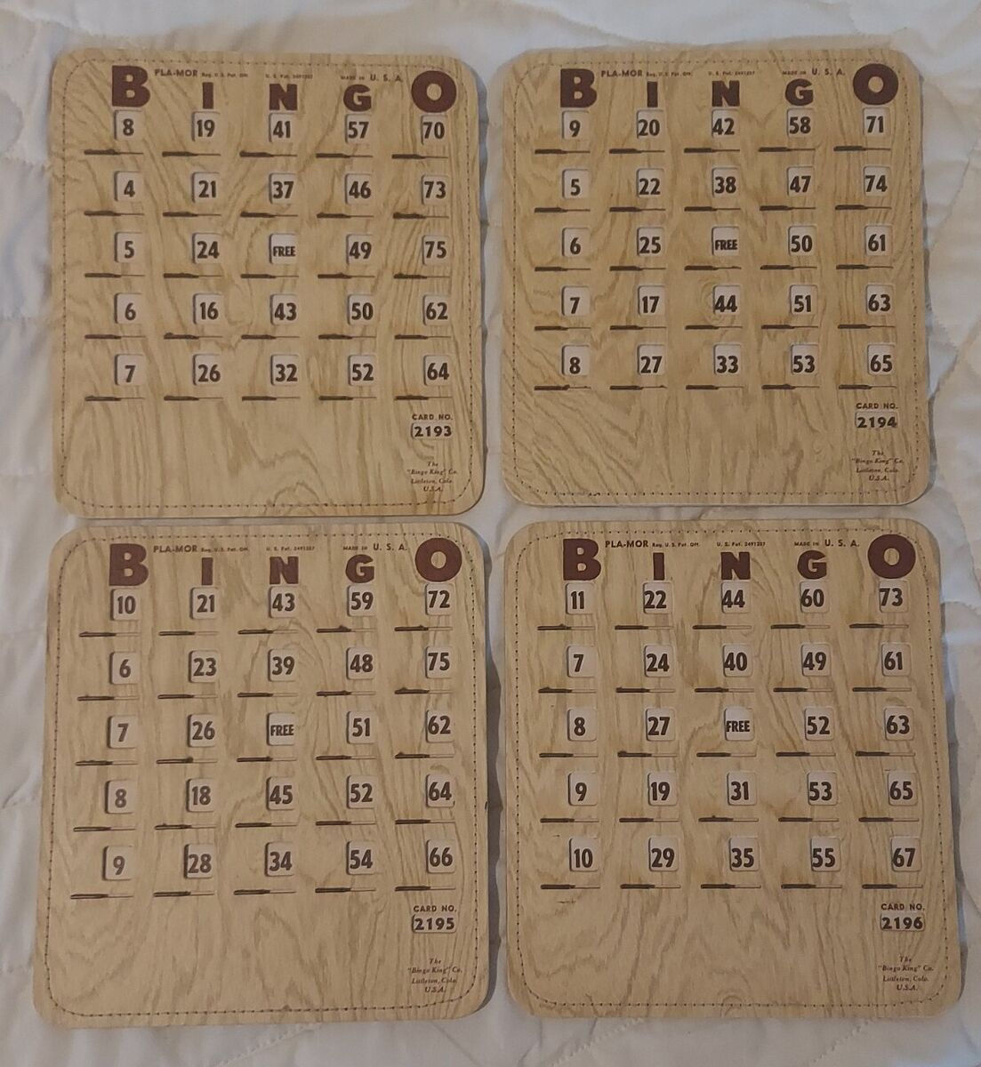 Four Vintage Numbered Pla-Mor Bingo King Bingo Cards Shutter regarding Pla Mor Bingo Cards