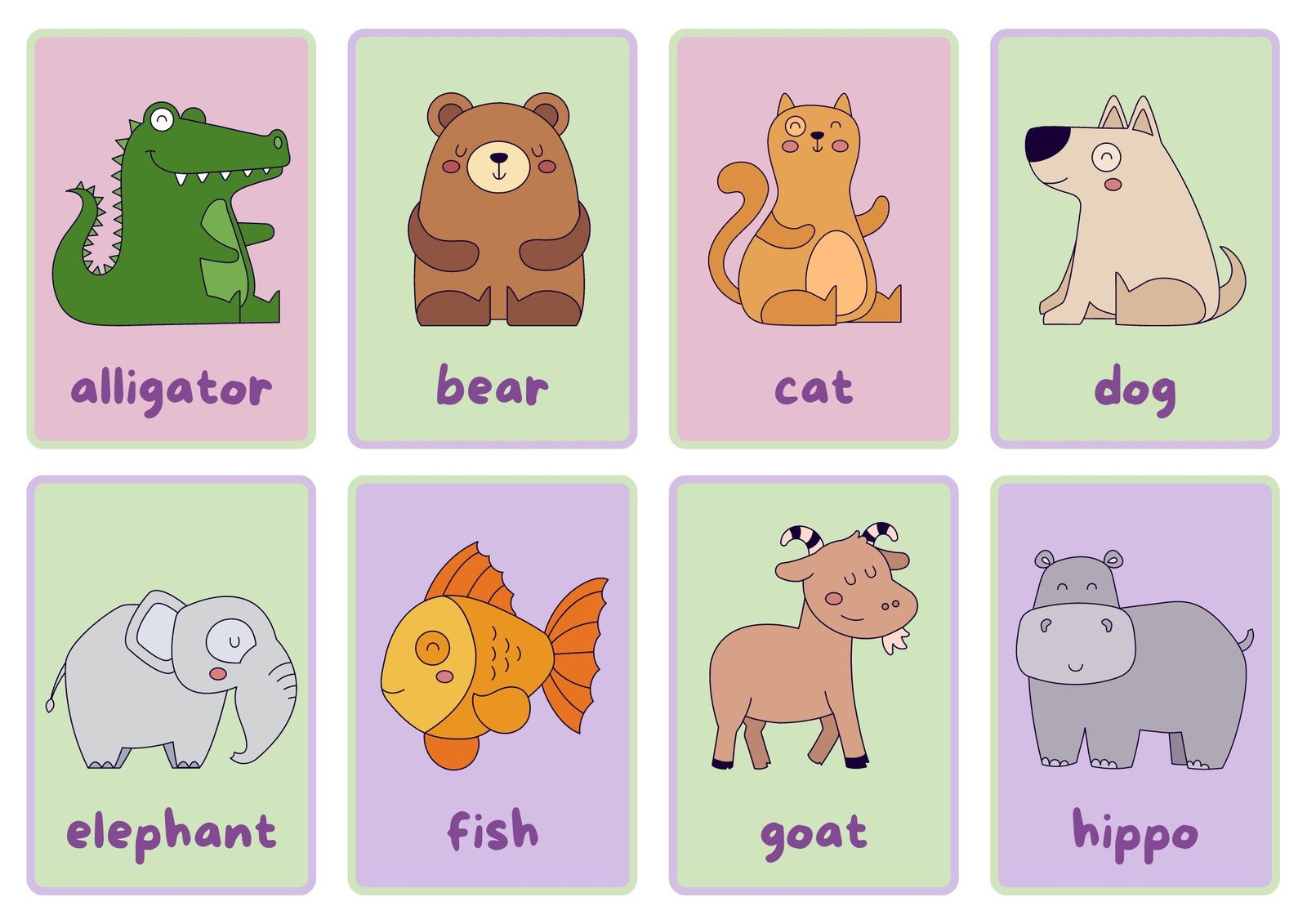 Free Animal Flashcards To Customize And Print | Canva with Free Printable Animals Flashcards