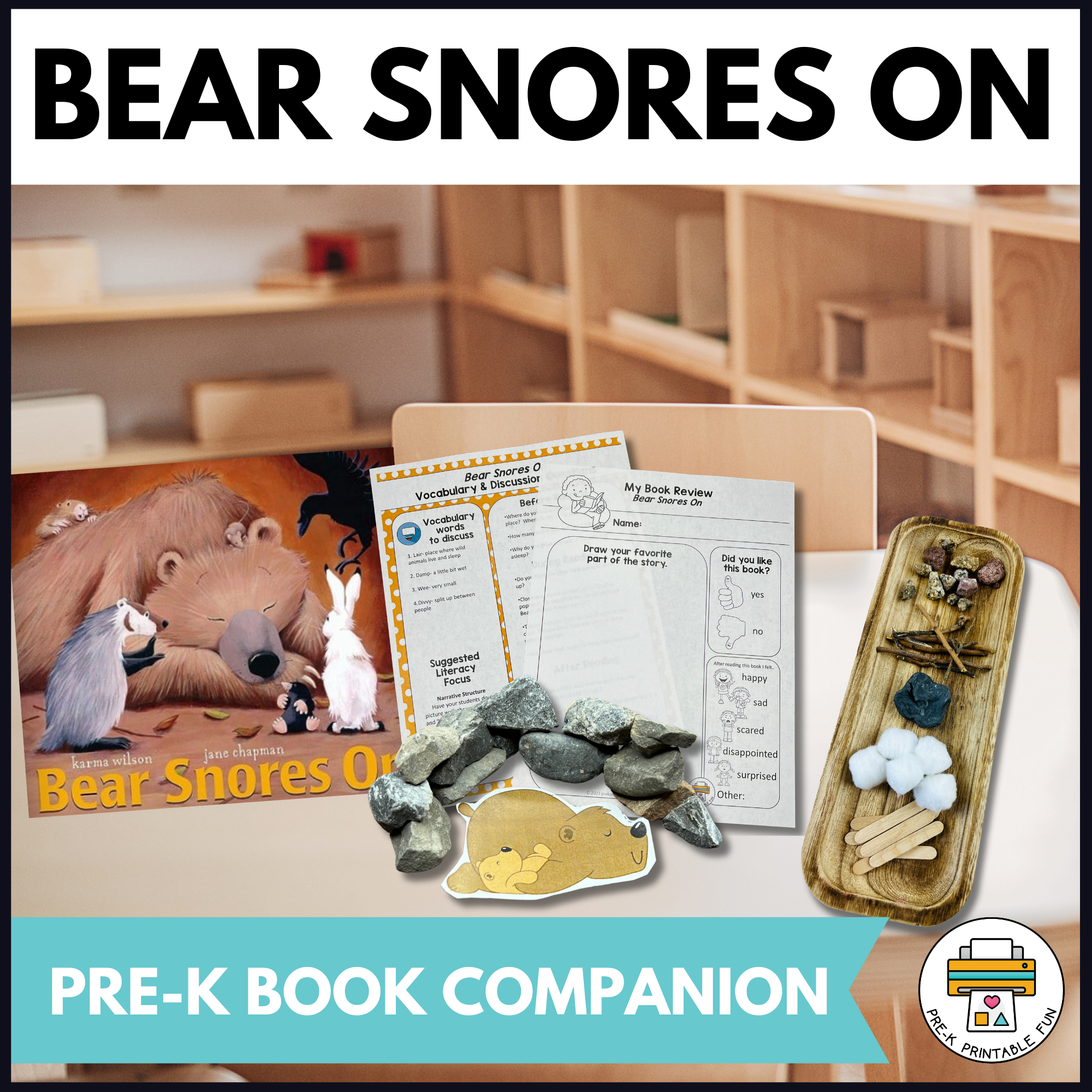 Free Bear Snores On Book Companion And Den Building Stem Activity in Printable Bear Snores on Activities